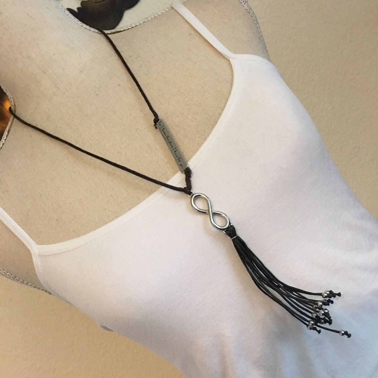 Jewelry 1946 infinity brown corded quote bar necklace Size ONE SIZE - 3 Thumbnail