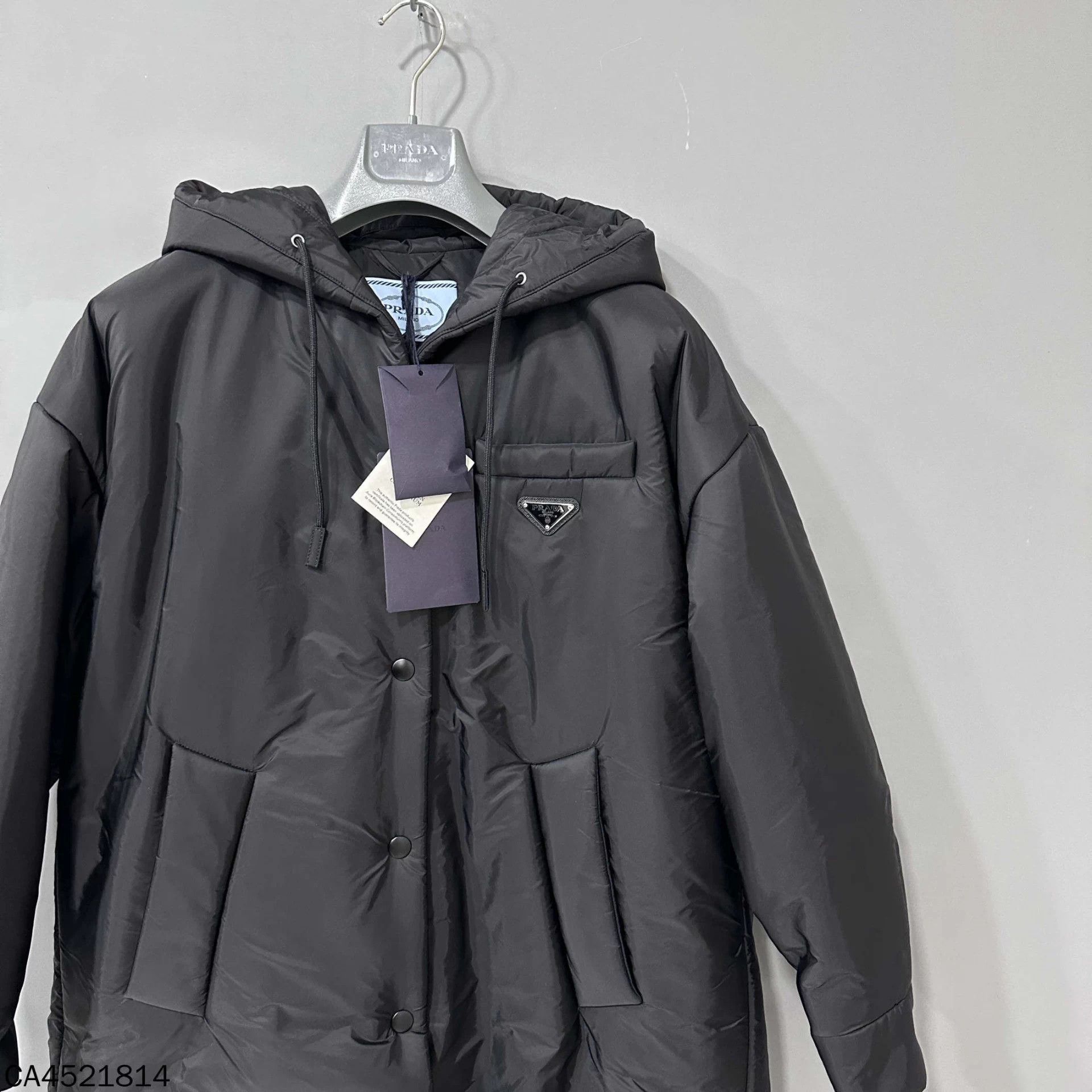 Prada PRADA black tri-logo recycled nylon long puffer coat 36 Size XS / US 0-2 / IT 36-38 - 2 Thumbnail