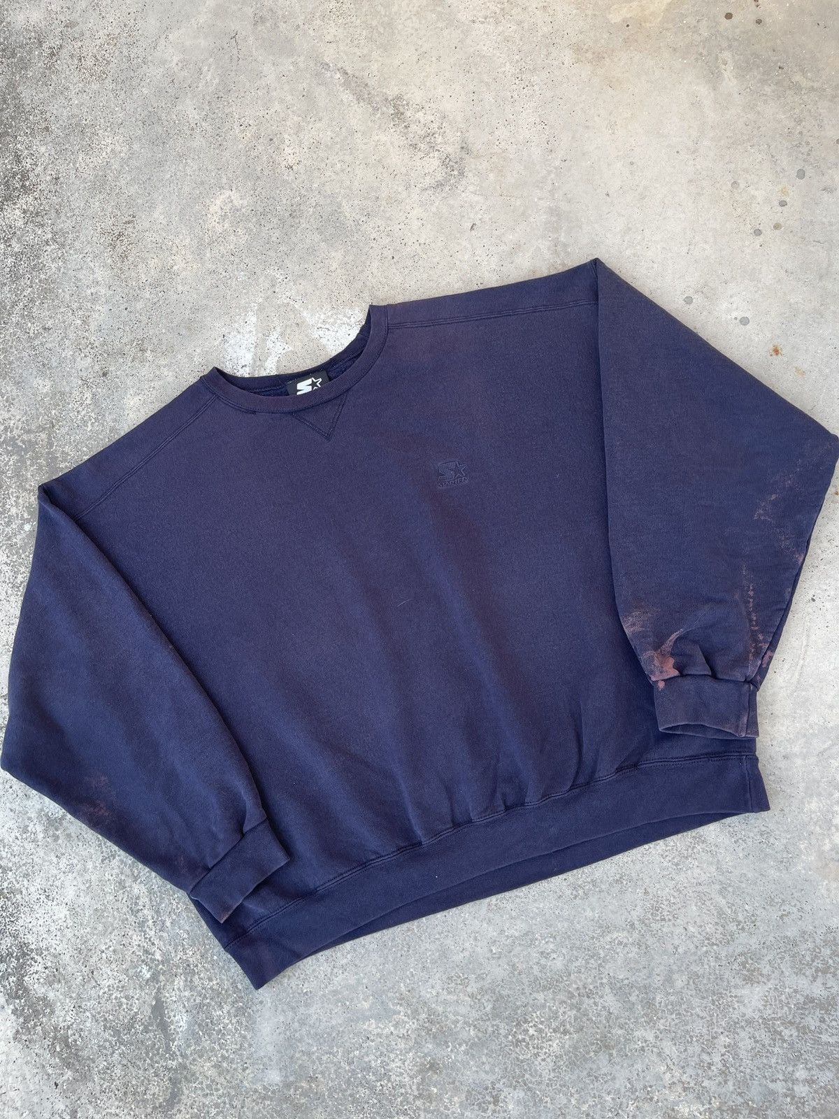 Starter × Vintage Vintage Y2K Faded Navy Starter Crewneck Size US XL / EU 56 / 4 - 2 Thumbnail