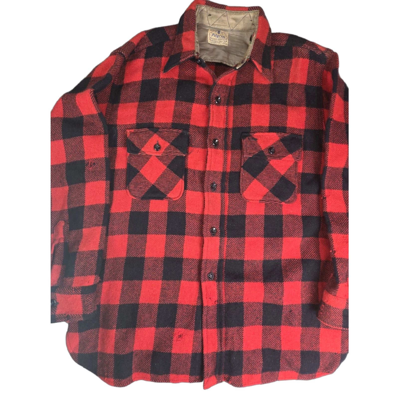 Vintage VINTAGE Pilgrim Shirt Mens L Buffalo Plaid Wool Flannel 50s 60s Distressed Size US L / EU 52-54 / 3 - 1 Thumbnail