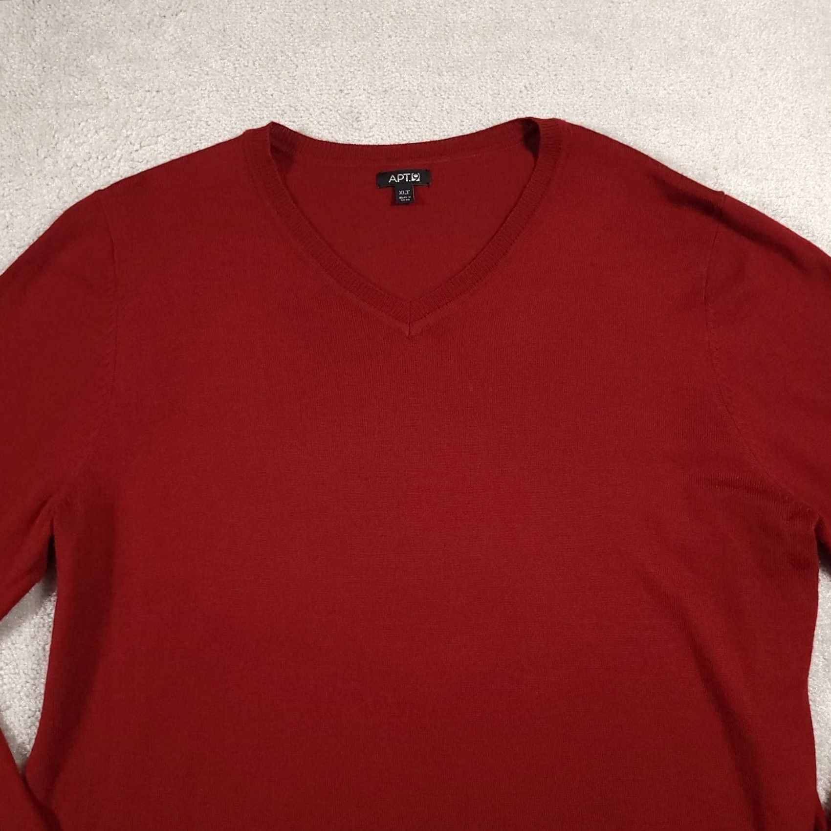 Apt. 9 Apt 9 Sweater XLT Red V-Neck Long Sleeve Merino Wool Blend Pullover Mens Size US XL / EU 56 / 4 - 3 Thumbnail