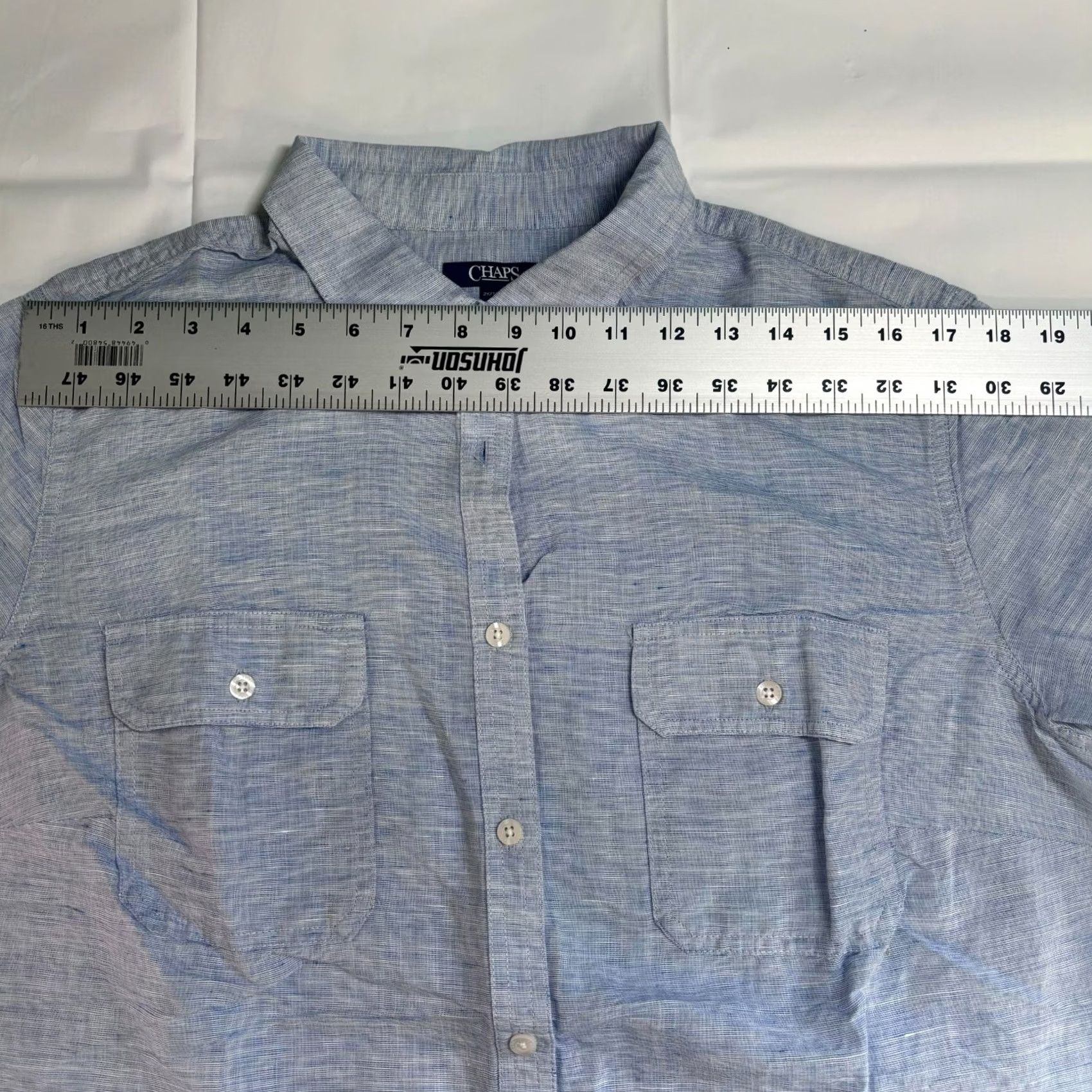 Chaps Chaps Shirt Size 2X Blue Linen Cotton Easy Care Button Up Long Sleeve Women's Size XXL / US 16-18 / IT 52-54 - 6 Thumbnail