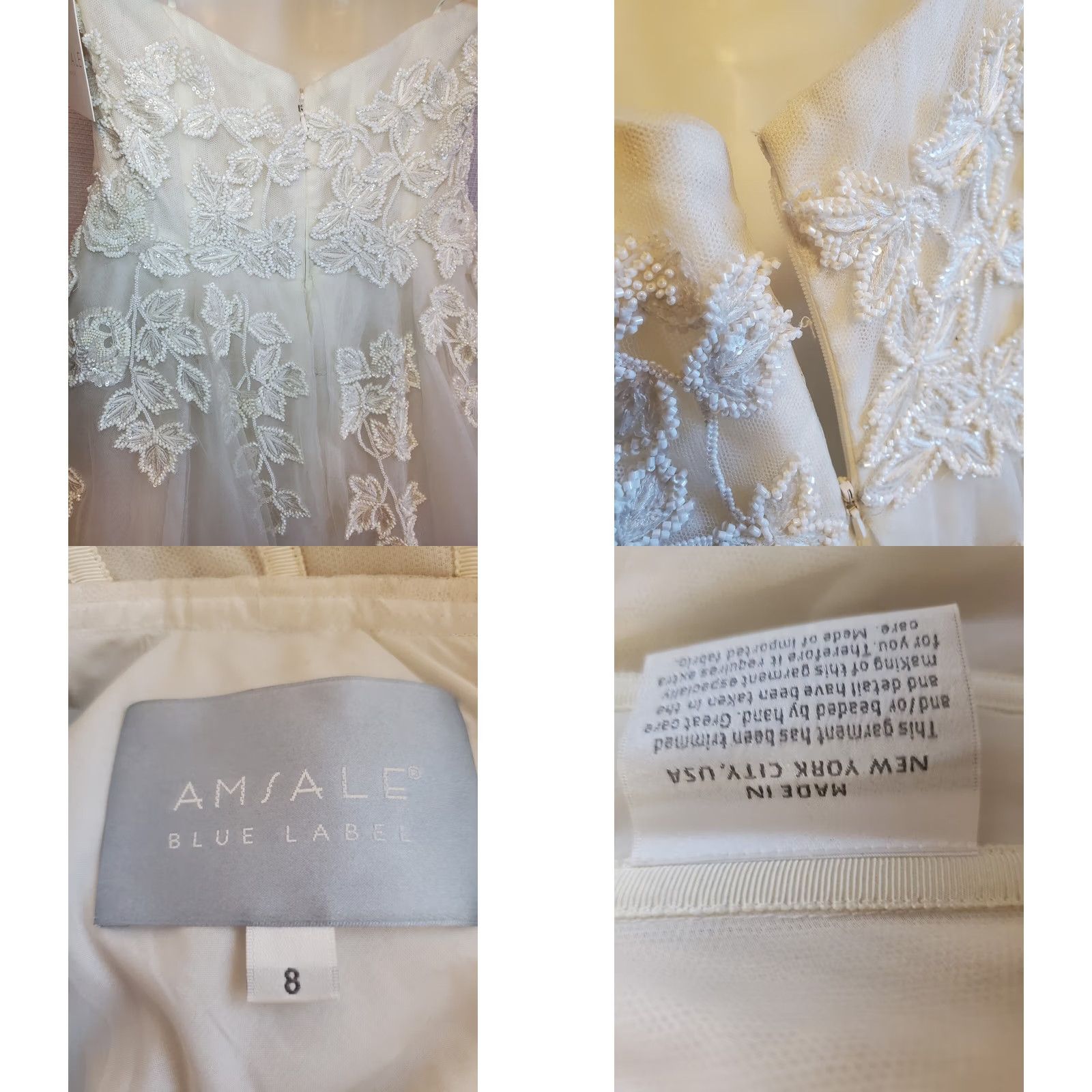 Vintage Nouvelle Amsale Hand Beaded Tulle Embellished Ivory Wedding Dress Size 8 700 Size ONE SIZE - 11 Thumbnail