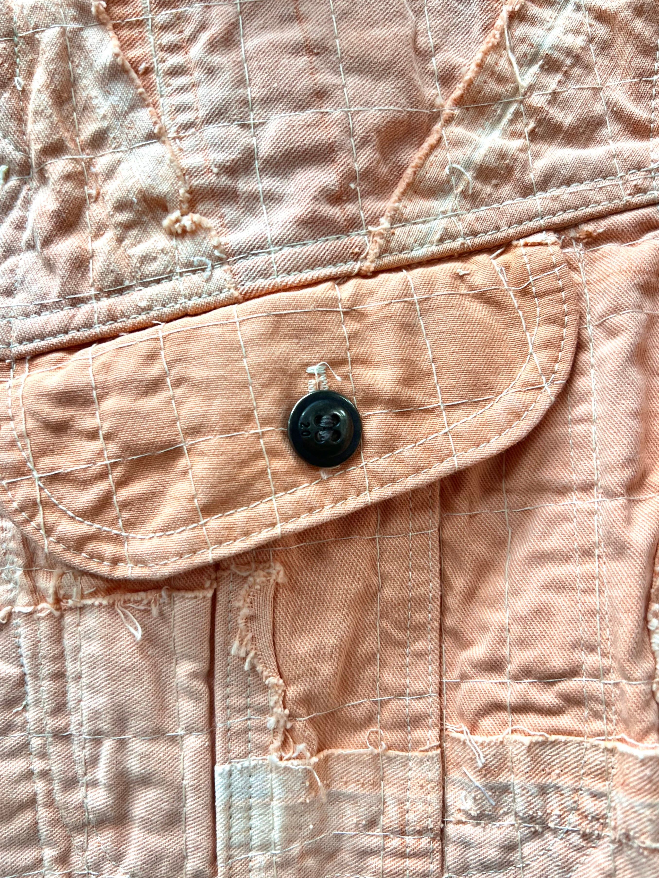 Greg Lauren Greg Lauren Pink Denim Reconstructed Denim Jacket Size US S / EU 44-46 / 1 - 2 Thumbnail
