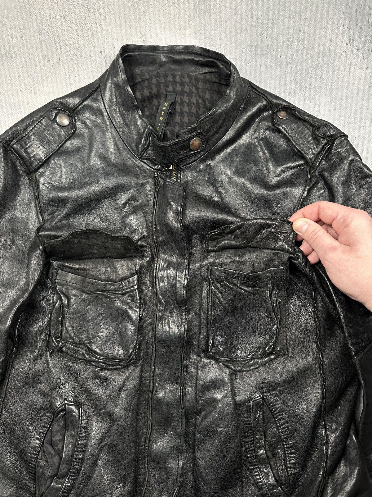 Imperial Imperial Vintage Black Leather Jacket Made in Italy Archive Size L / US 10 / IT 46 - 21 Thumbnail