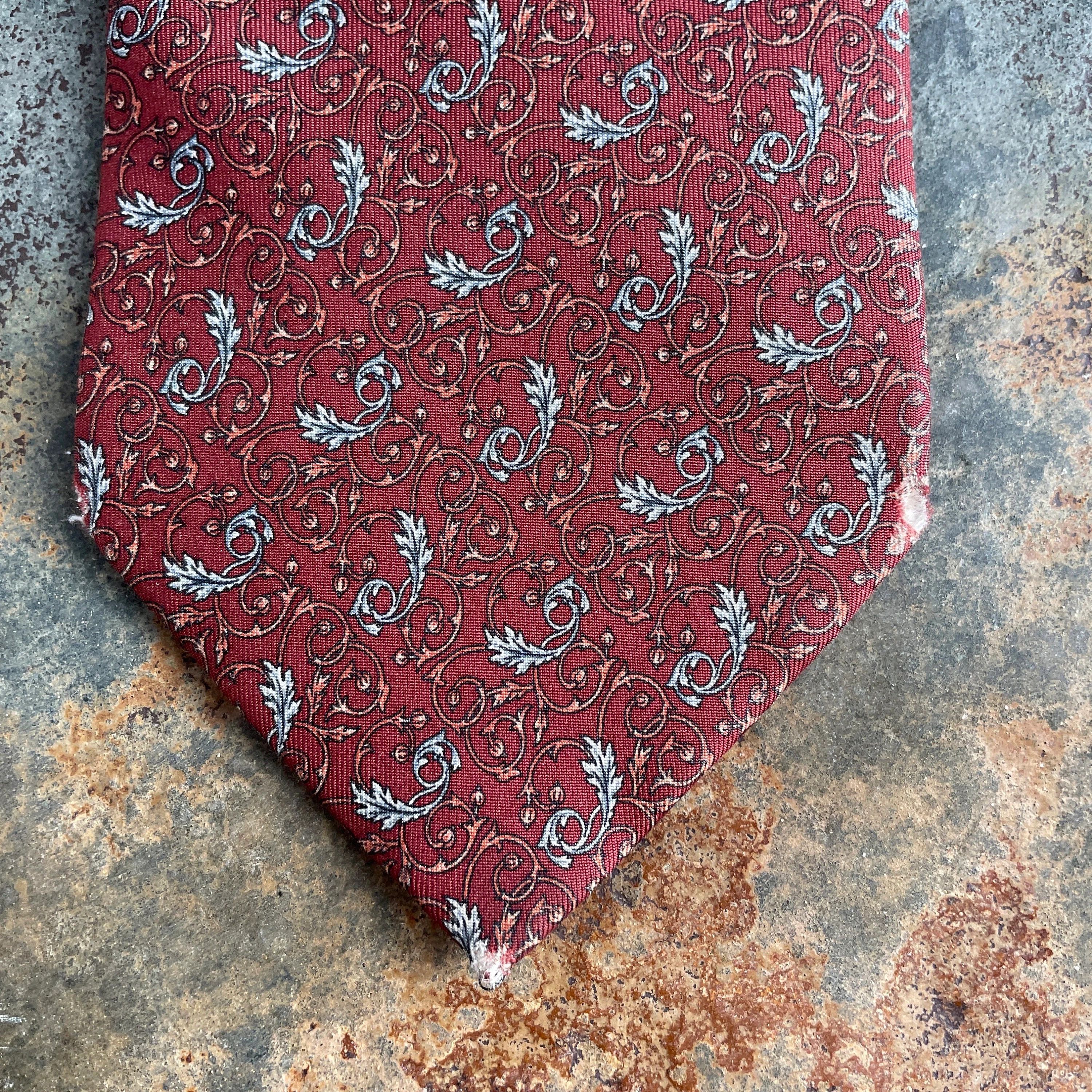 Yves Saint Laurent Vintage YSL Brown Silk Tie Floral Motif | Saint Laurent Size ONE SIZE - 5 Thumbnail