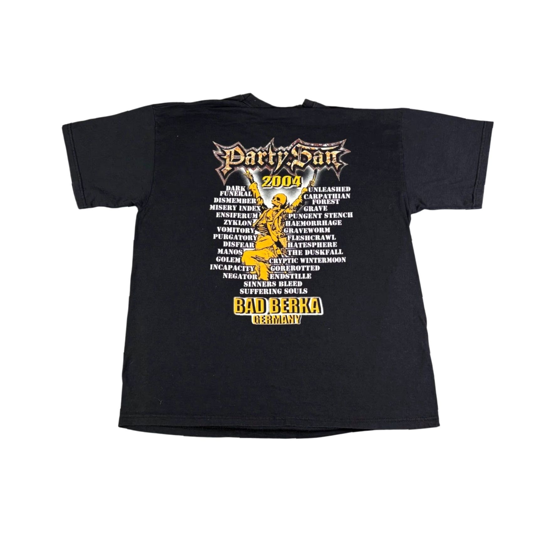Hereu VINTAGE Party San T-Shirt Men XL Black Graphic Print Crew Neck Short Sleeve 2000s 2004 Germany Tour Tee Guitar Punk Gothic Logo Fan Merch Size US XL / EU 56 / 4 - 2 Thumbnail