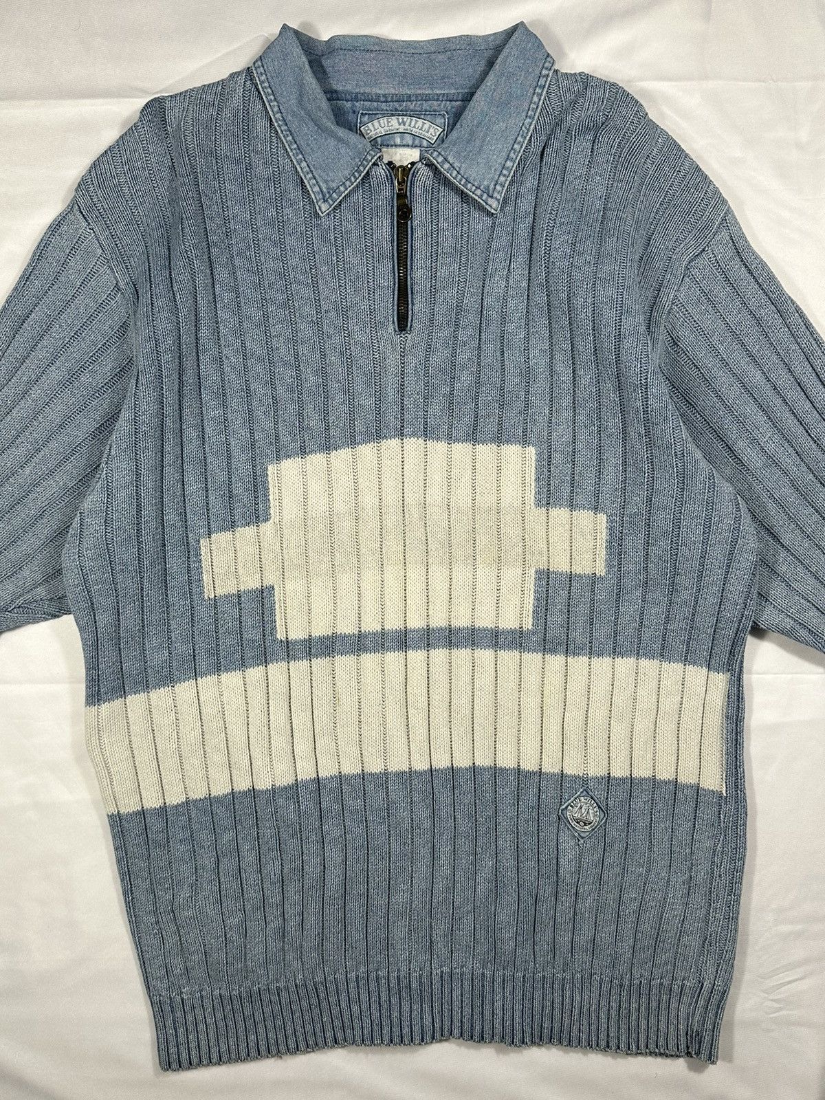 Vintage Vintage 1990s Denim Knitted Women’s Sweatshirt Size XL / US 12-14 / IT 48-50 - 3 Thumbnail