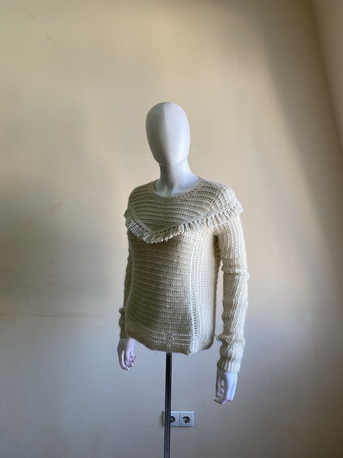 Sezane Sezane Womens Mohair/Wool Ivory Long Sleeve Knit Sweater XS Size XS / US 0-2 / IT 36-38 - 5 Thumbnail