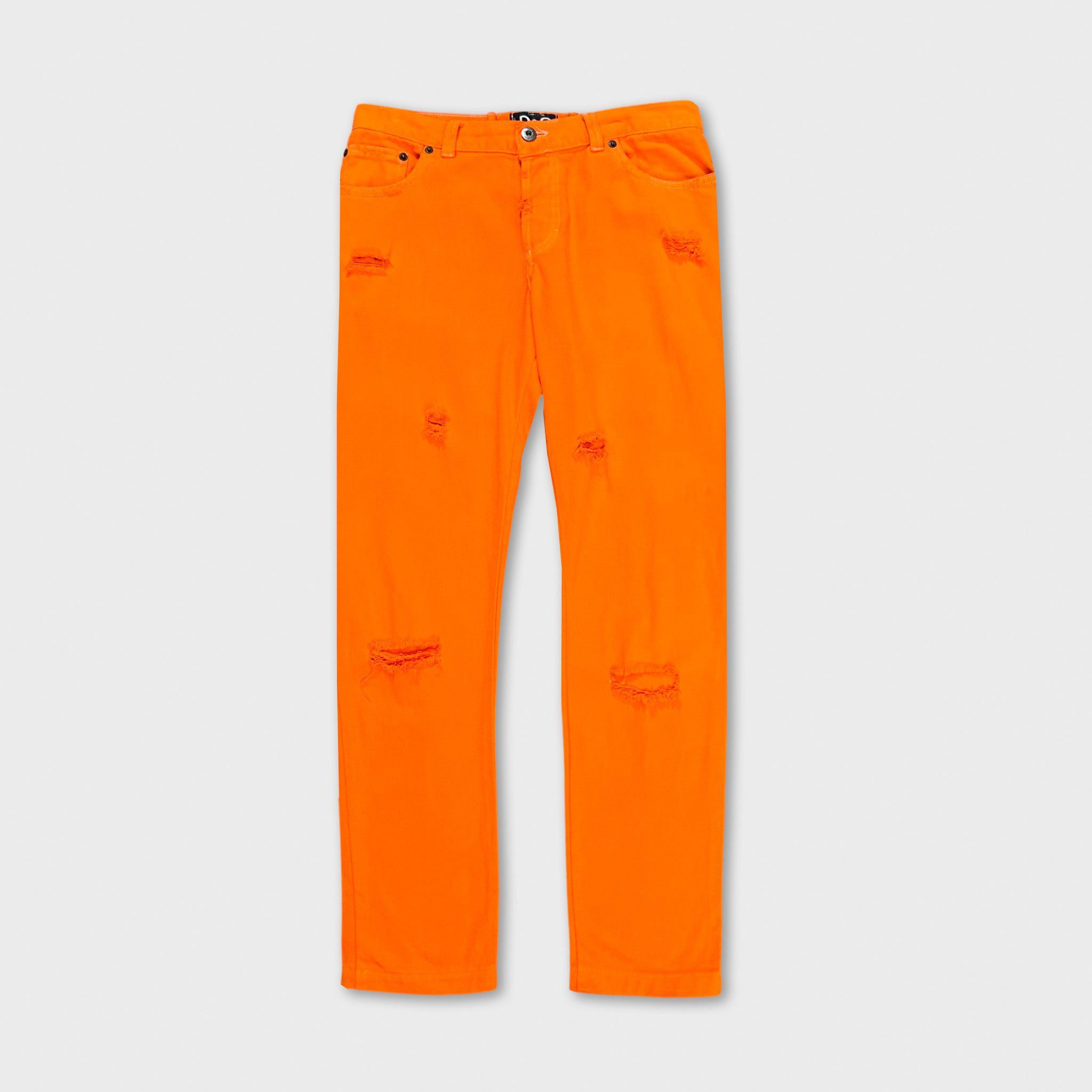 Dolce & Gabbana Dolce & Gabbana Orange Distressed Straight Leg Pants Size US 30 / EU 46 - 1 Thumbnail