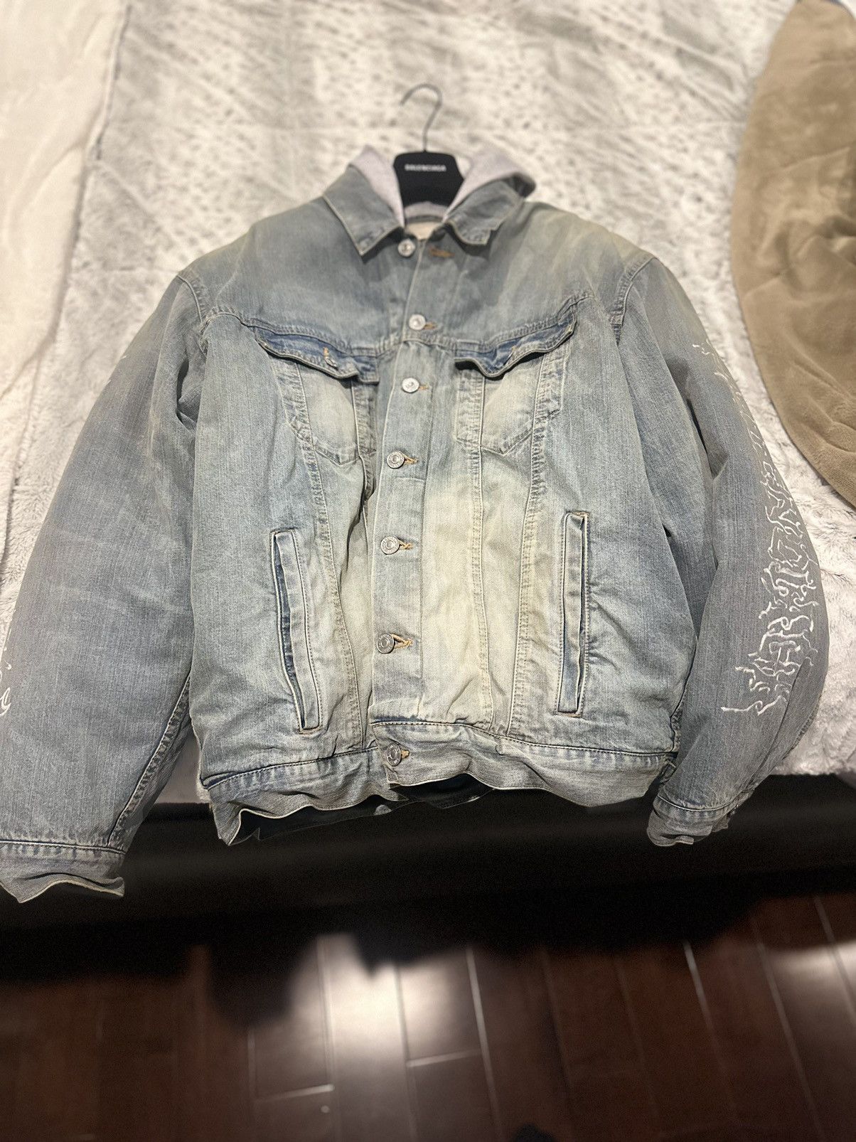 image of Balenciaga Denim Jacket in Blue, Men's (Size Small)