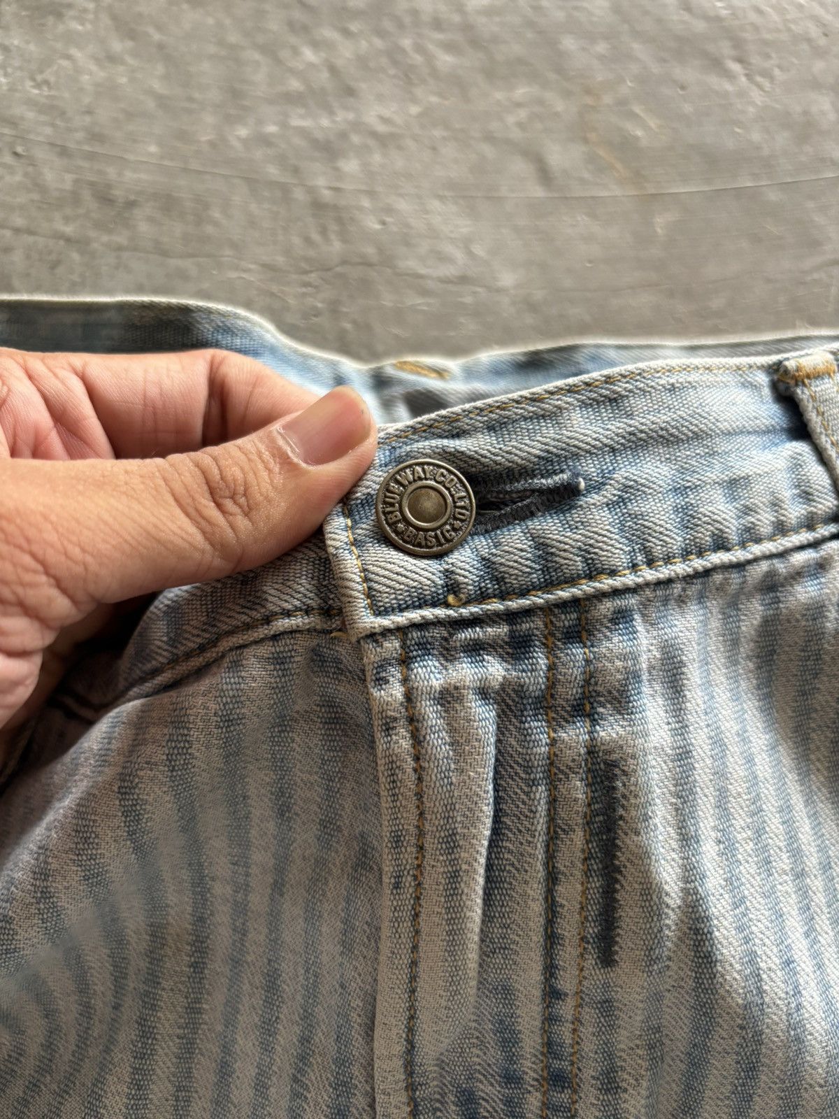 Japanese Brand BLUE WAY HICKORY STONE WASHED FADE JAPANESE HARAJUKU STYLE Size US 35 - 3 Thumbnail