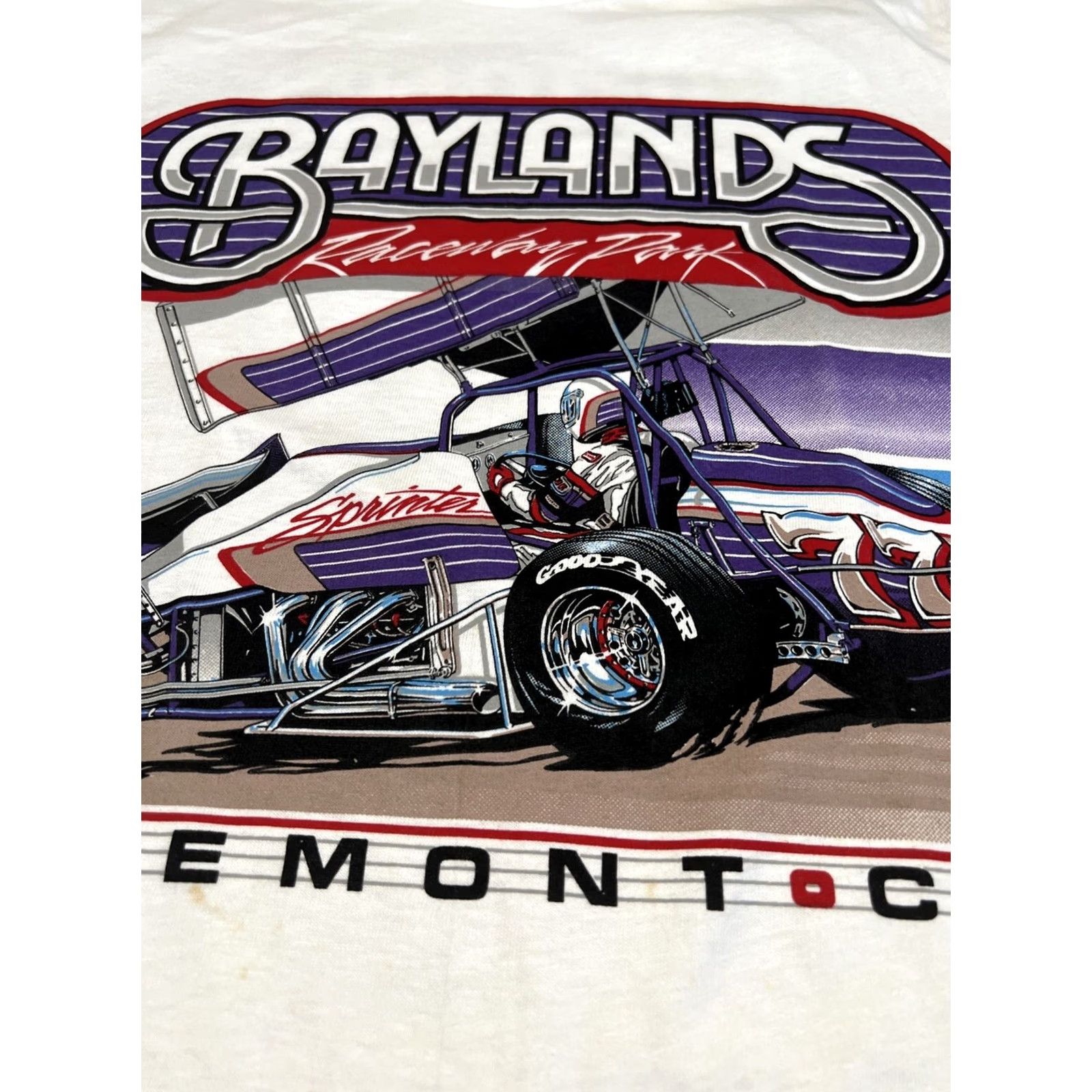 Hanes VINTAGE 80s Baylands Racing Park Fremont T Shirt Men’s Small Short Sleeve White Cotton Blend Hanes Men Rockabilly Single Stitch Dbl Size US S / EU 44-46 / 1 - 4 Thumbnail