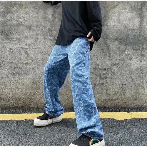 Japanese Brand × Jean Print Cashew Flower Straight Jeans Size US 32 / EU 48 - 3 Thumbnail
