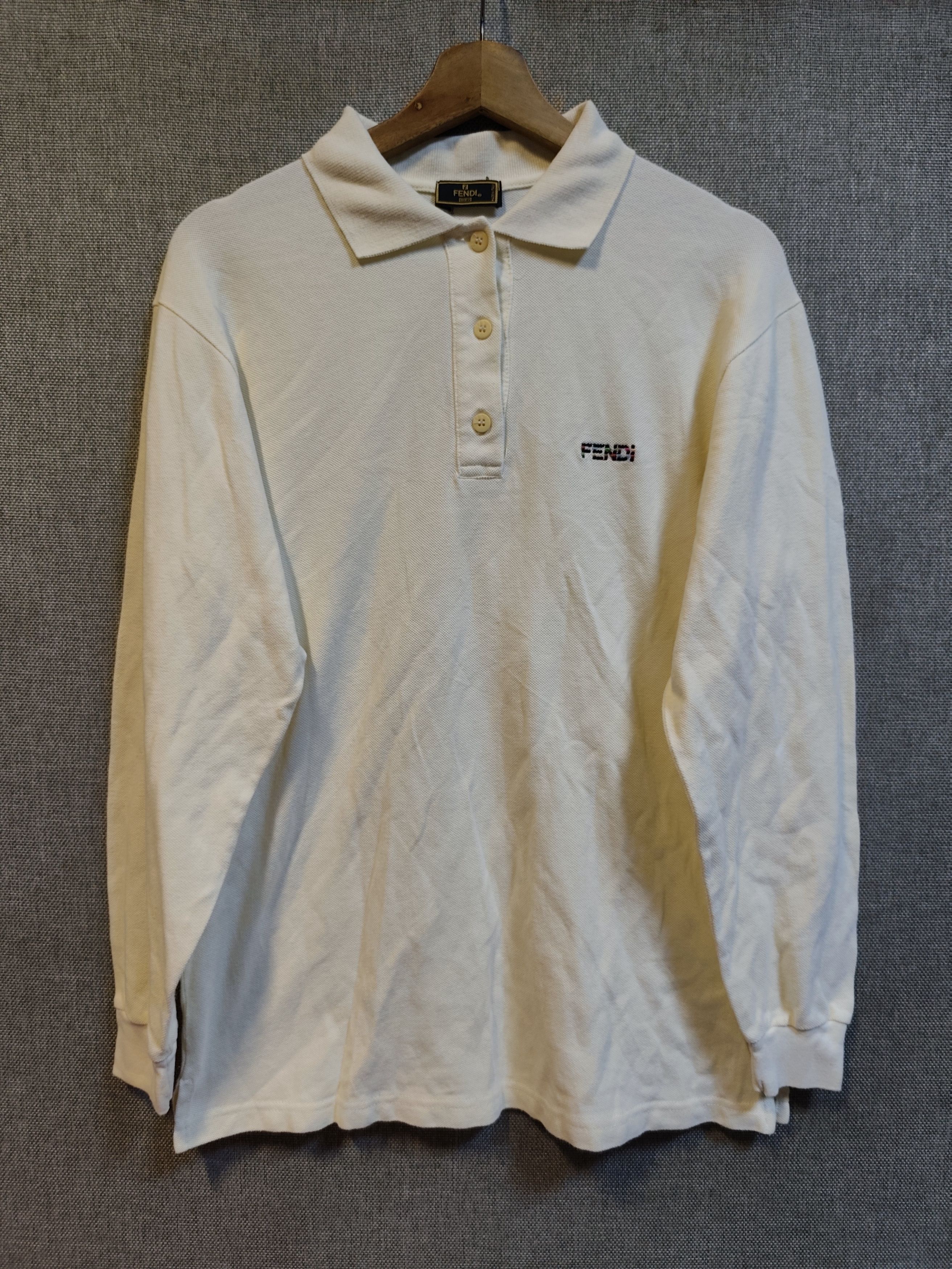 Vintage 90s Fendi Multicolor Embroidered L/S Polo Shirt