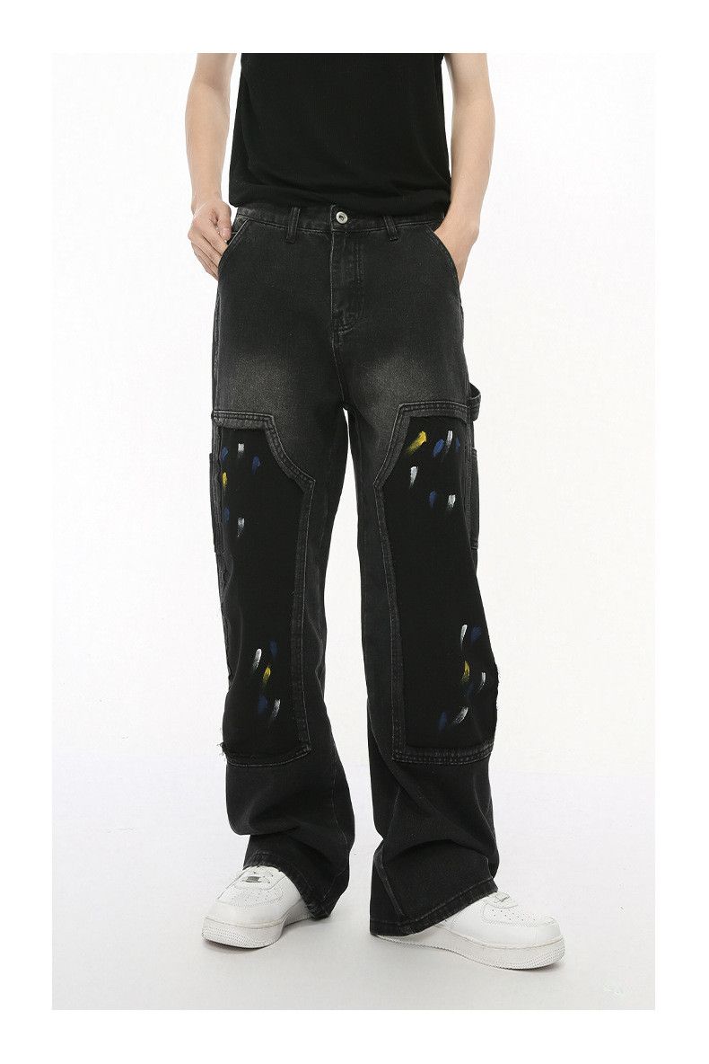 Japanese Brand × Jean Street retro graffiti patchwork design straight loose jeans Size US 32 / EU 48 - 2 Thumbnail