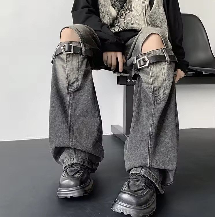 Japanese Brand Denim with Strap Buckle Details – Streetwear Utility Jeans Size US 29 - 2 Thumbnail