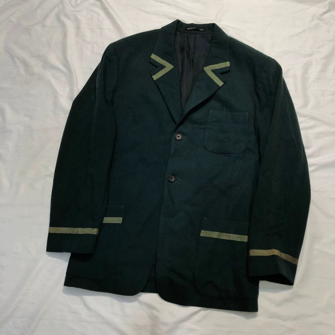 Yohji Yamamoto Yohji Yamamoto 89AW Striped Runway Jacket Green Size US S / EU 44-46 / 1 - 2 Thumbnail