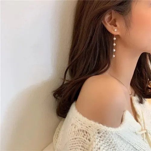 VIBE Pearl bead Long Drop Earring Size ONE SIZE - 1 Thumbnail