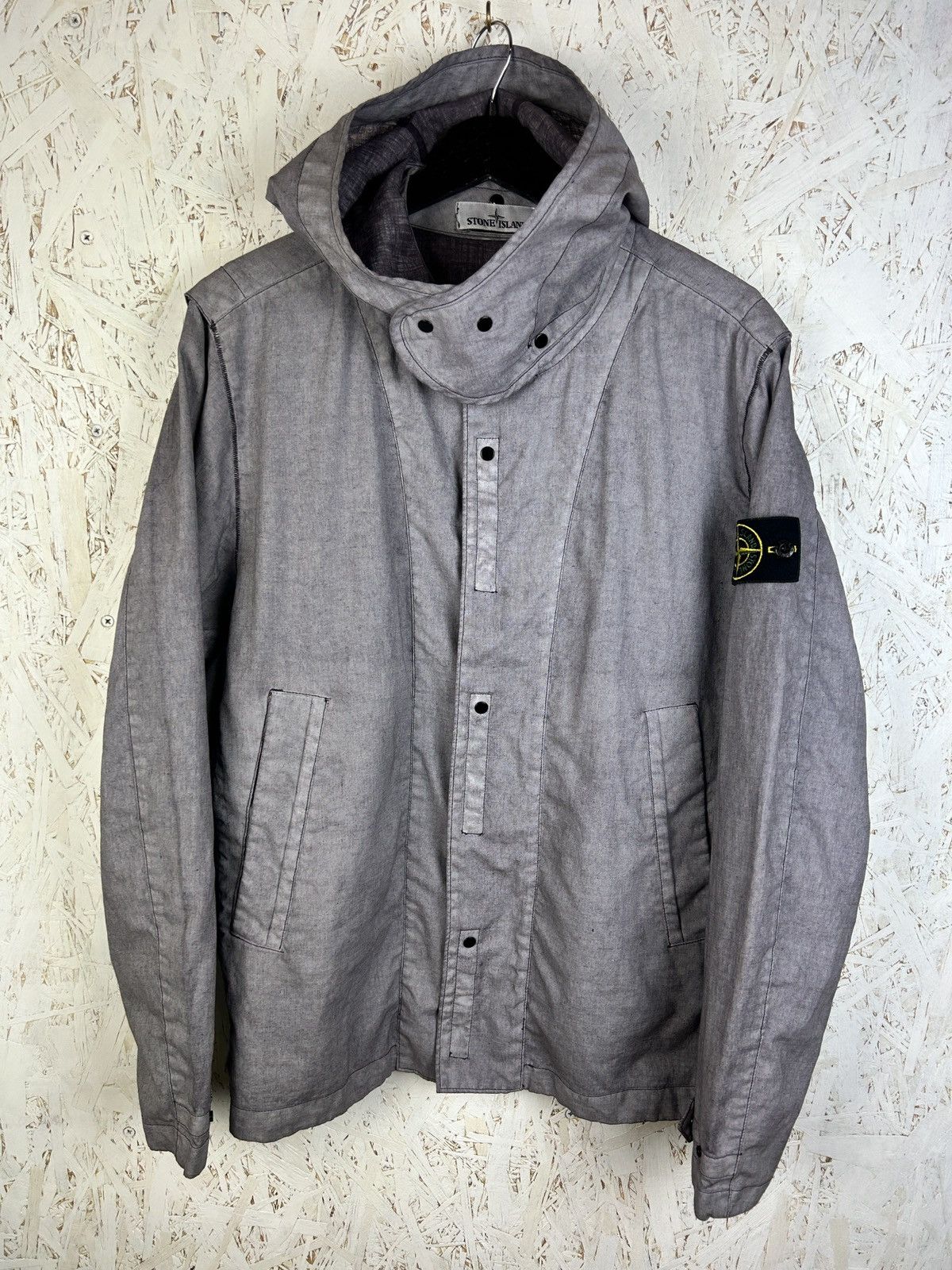 Stone Island Stone Island Lino Resinato-TC Hooded Jacket Grey Size L Size US L / EU 52-54 / 3 - 1 Thumbnail