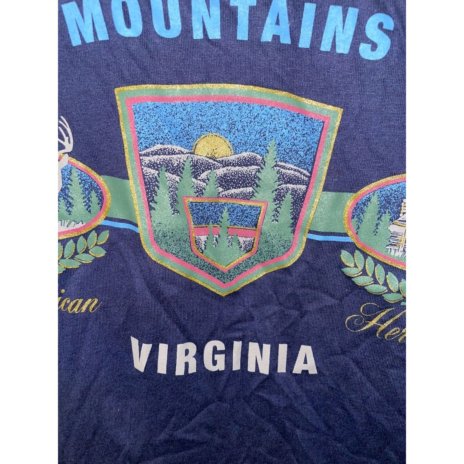 Jerzees Vintage Blue Ridge Mountains Shirt VA Virginia Tee 90s M Size US M / EU 48-50 / 2 - 2 Thumbnail