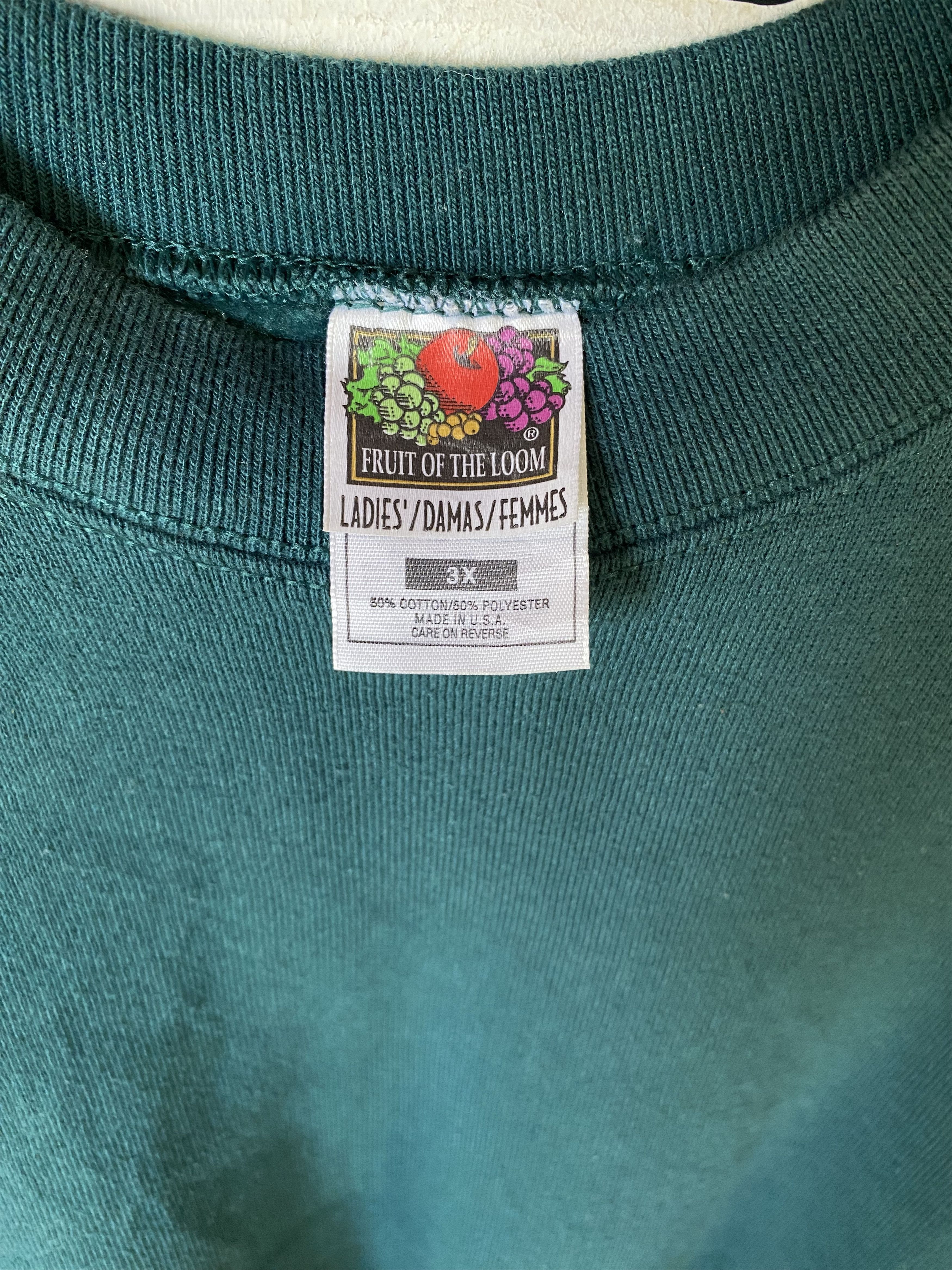 Fruit Of The Loom Vintage 90s Fruit of the loom green plain sweatshirt Size US XL / EU 56 / 4 - 5 Thumbnail