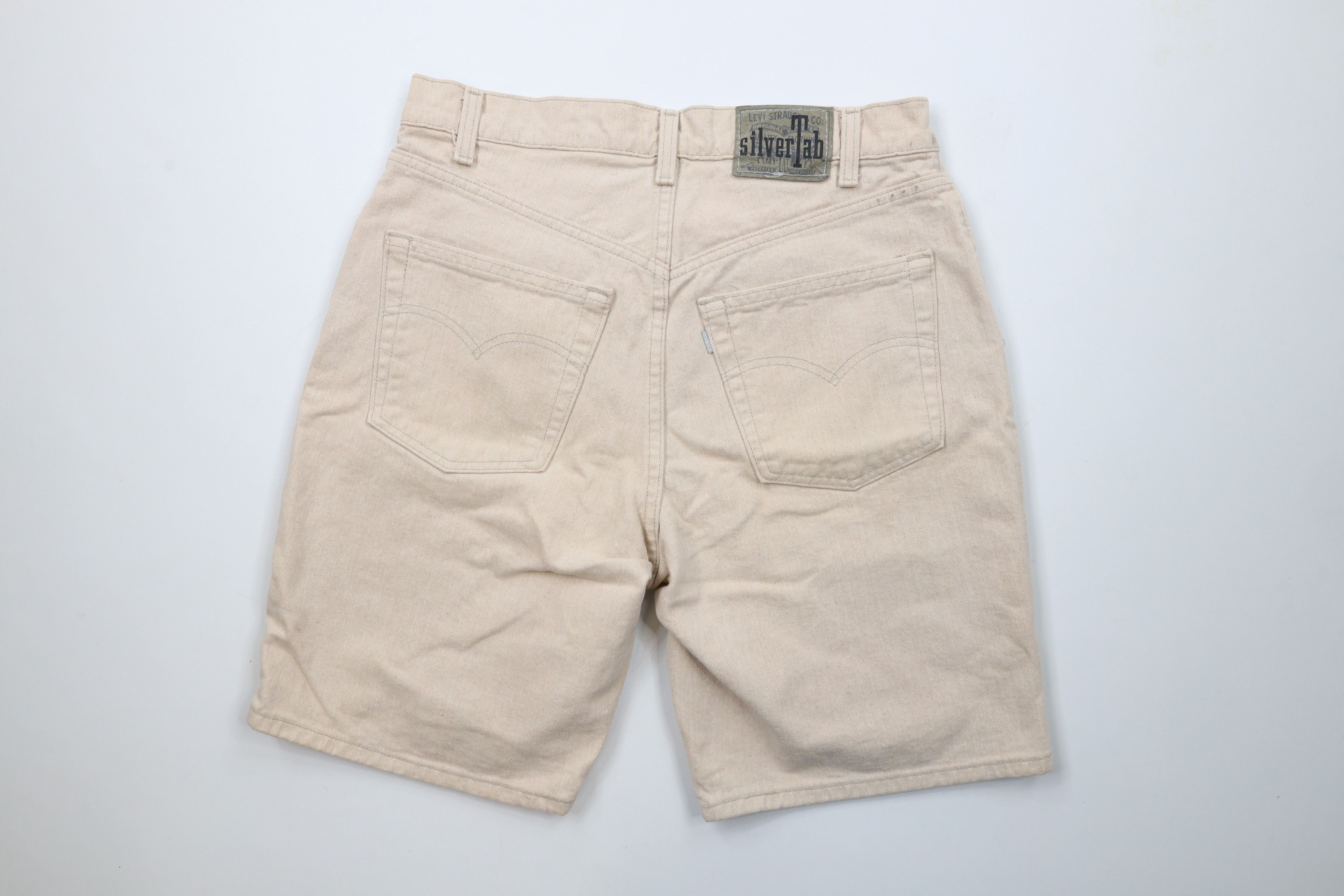 Levi's × Vintage Vintage 90s Levis Silvertab Denim Shorts Jorts Beige USA Size US 32 / EU 48 - 9 Thumbnail
