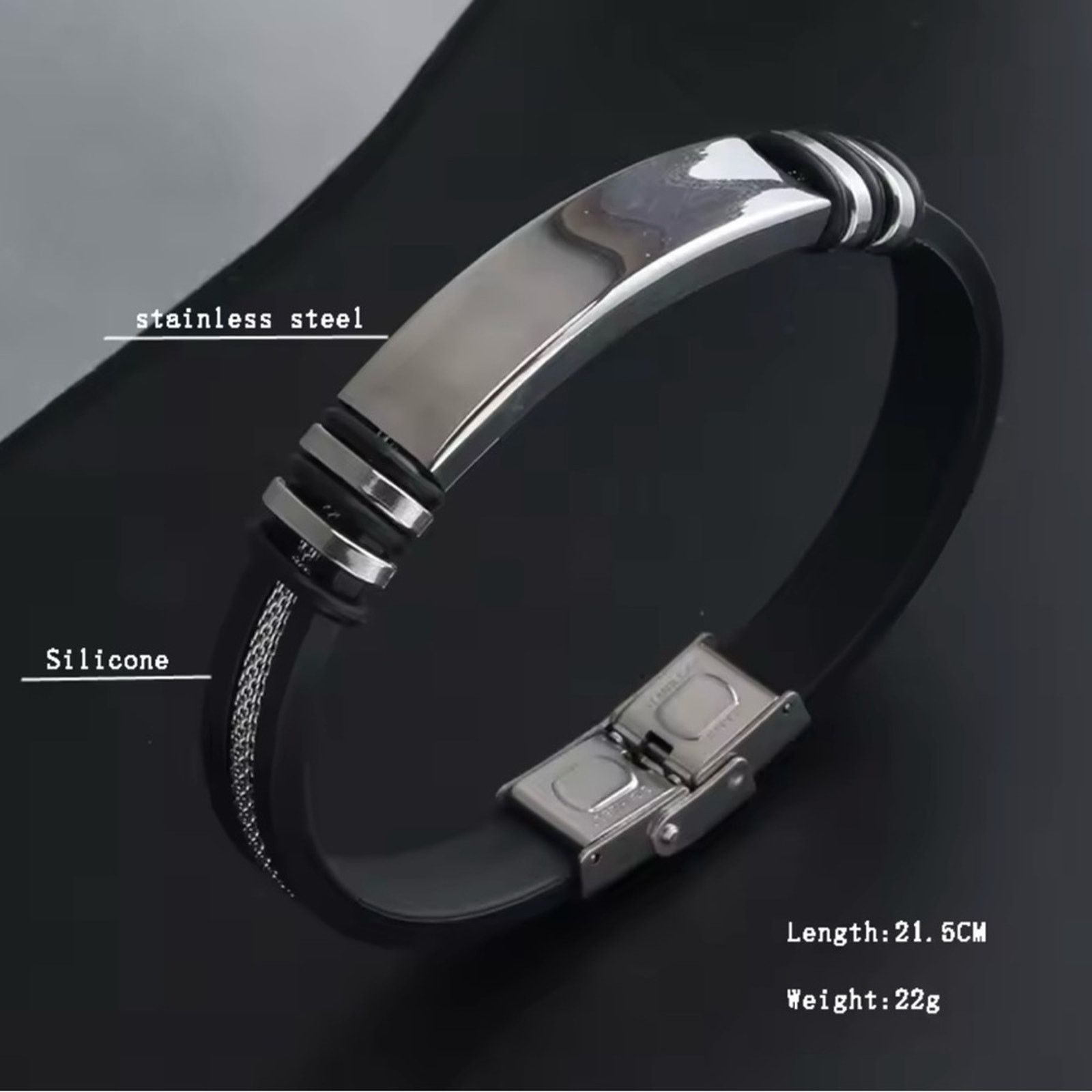Other New Leather Stainless steal Men’s Bracelet 8.5” Size ONE SIZE - 2 Thumbnail