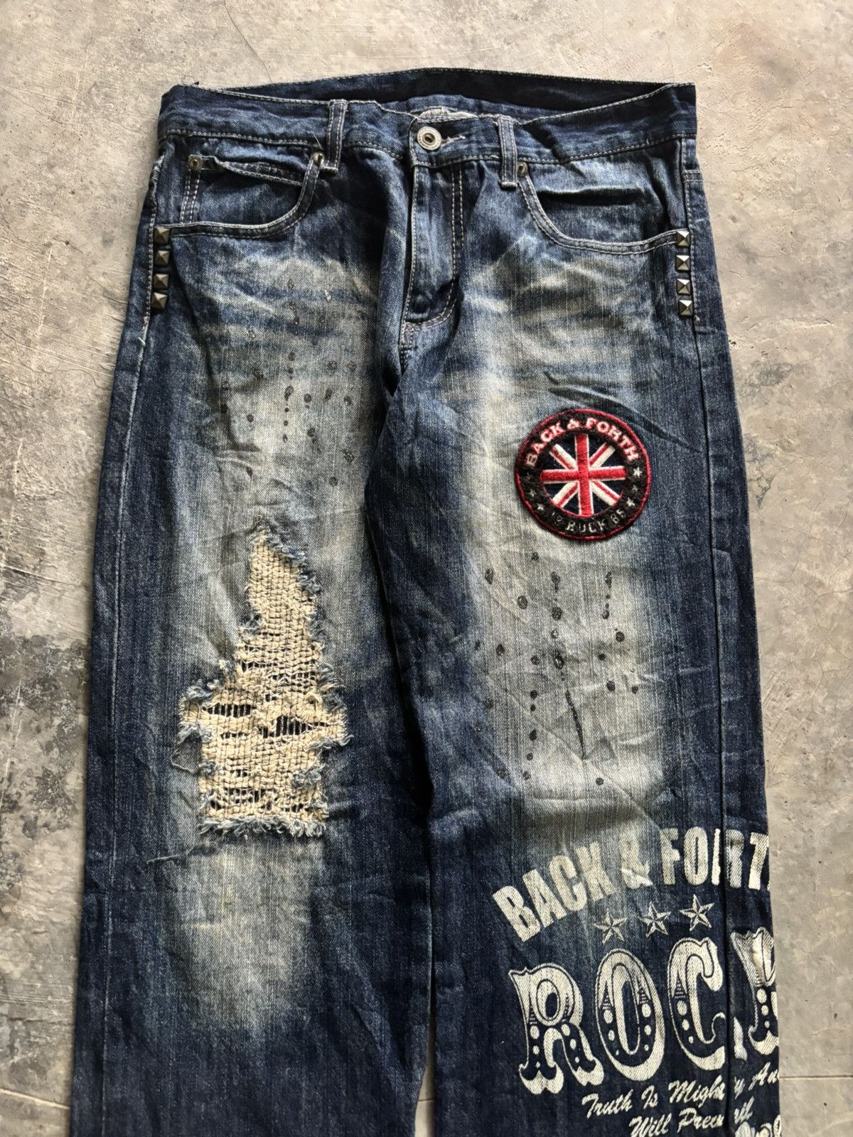 Hysteric Glamour DISTRESSED BACK&FORTH JAPANESE DENIM STUDDED GRUNGE SPLATTER Size US 33 - 2 Thumbnail