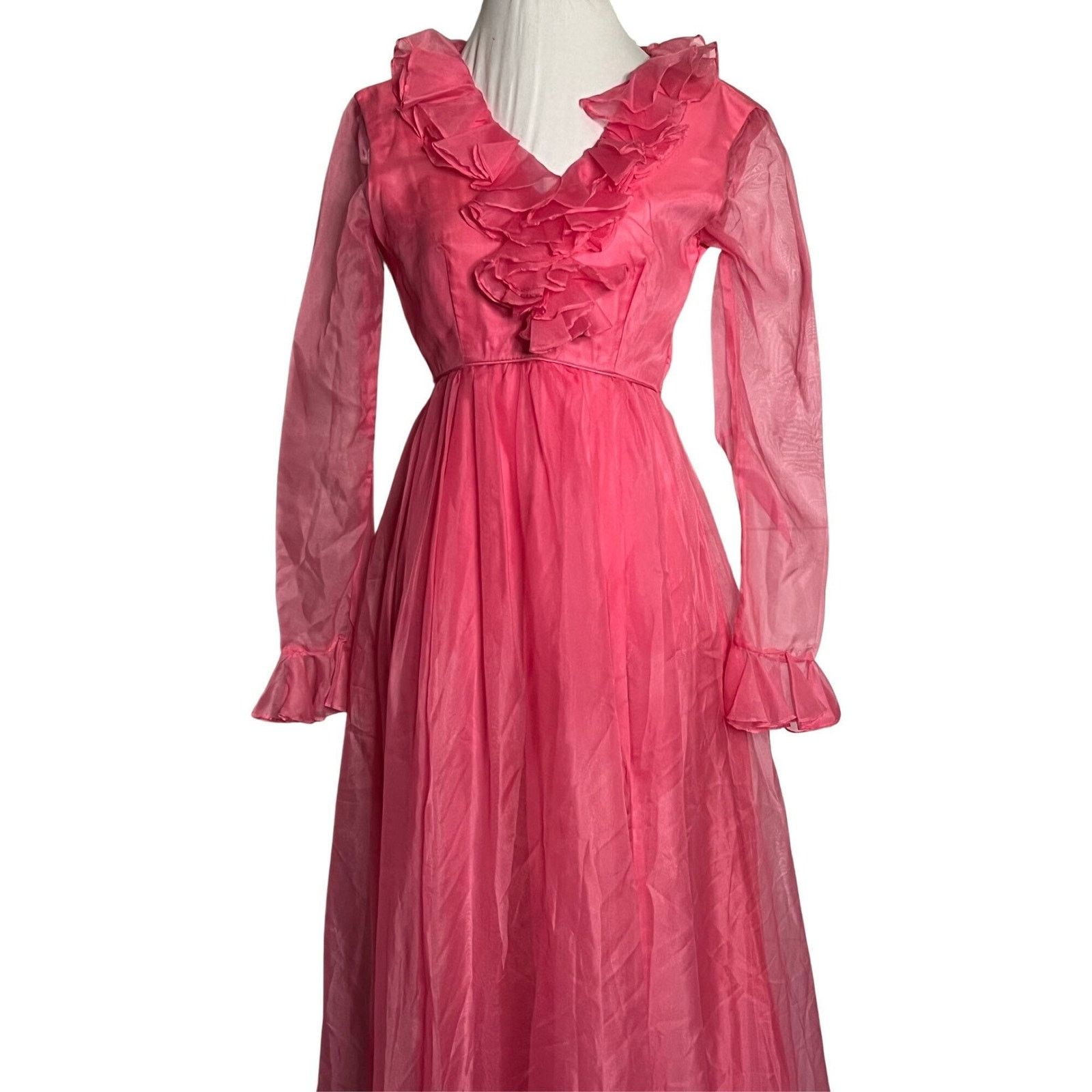 image of Vintage 1970S Extra Small Emma Domb Pink Maxi Dress, Women's (Size XS)