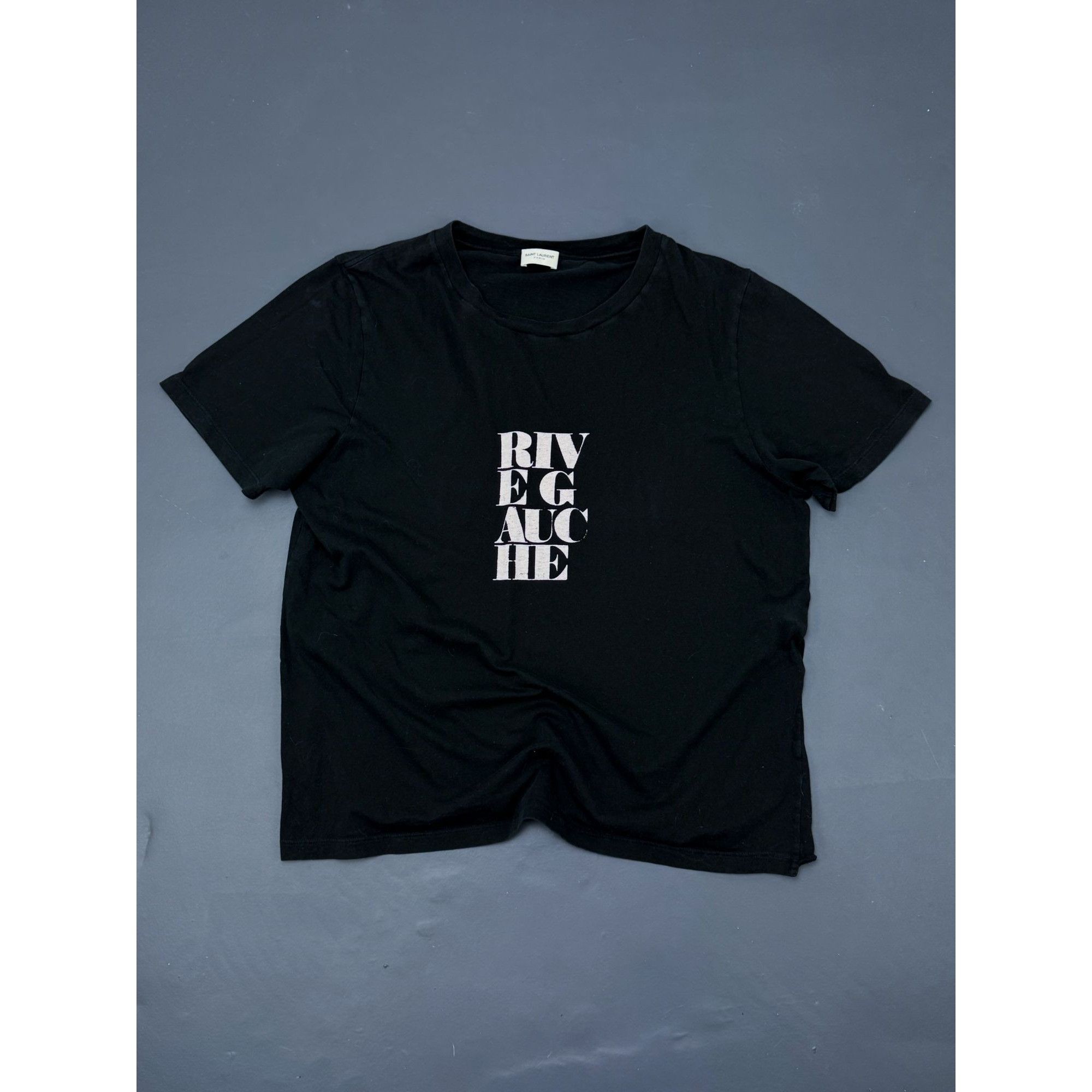 ★Saint Laurent★ Rive Gauche Short Sleeve T-Shirt Black 464 Saint Laurent Paris Saint Laurent Rive gauche logo t shirt