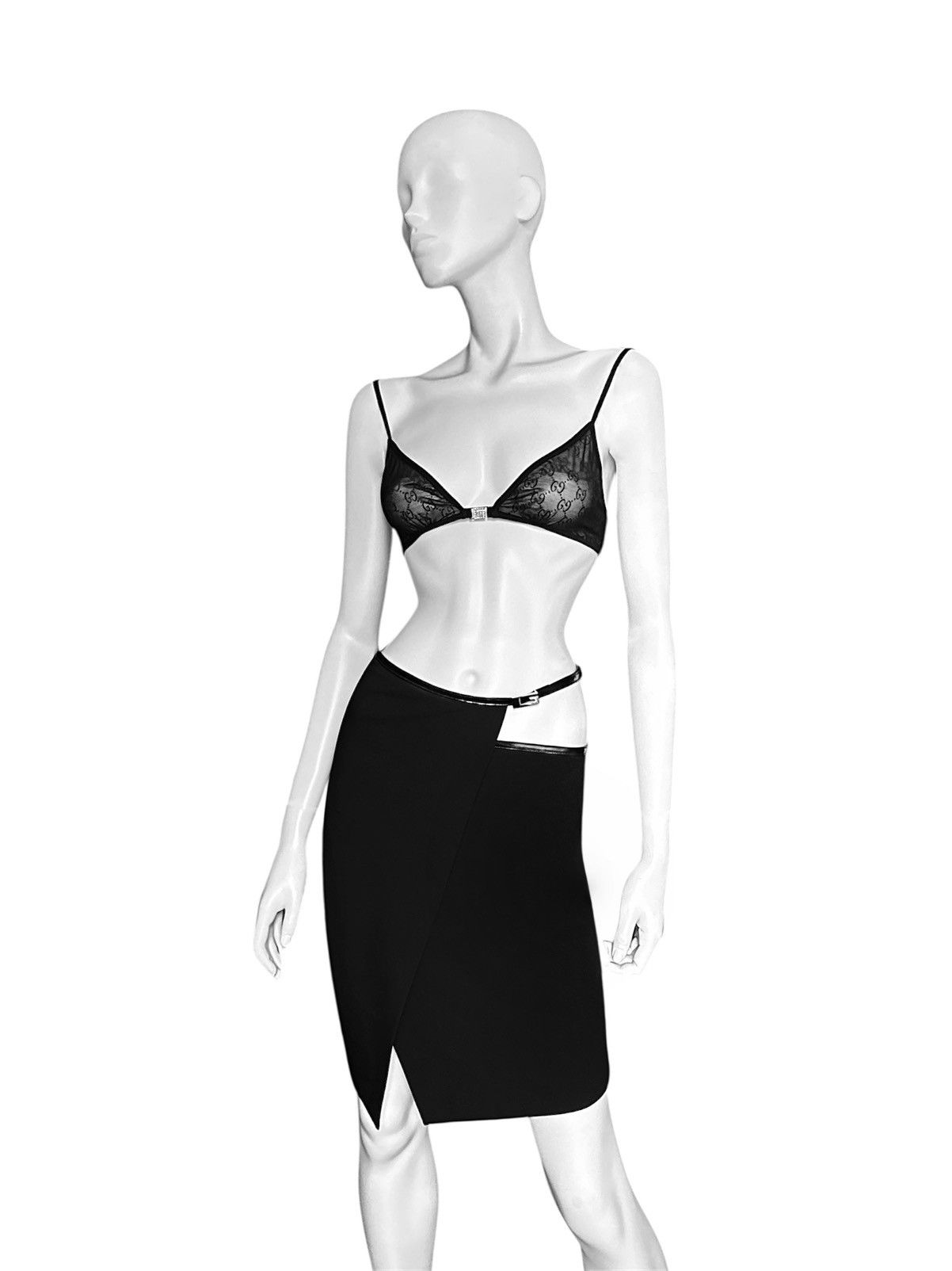 Runway F/W 1997 Gucci by Tom Ford G Logo Buckle Wrap Skirt