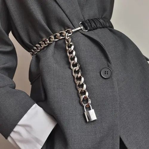 Japanese Brand × Vintage Elastic Stretch PU Leather Silver Chain Belt Size ONE SIZE - 2 Thumbnail