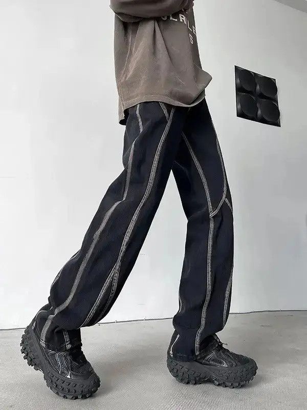 Japanese Brand Retro straight leg spliced high street jeans Size US 32 / EU 48 - 2 Thumbnail