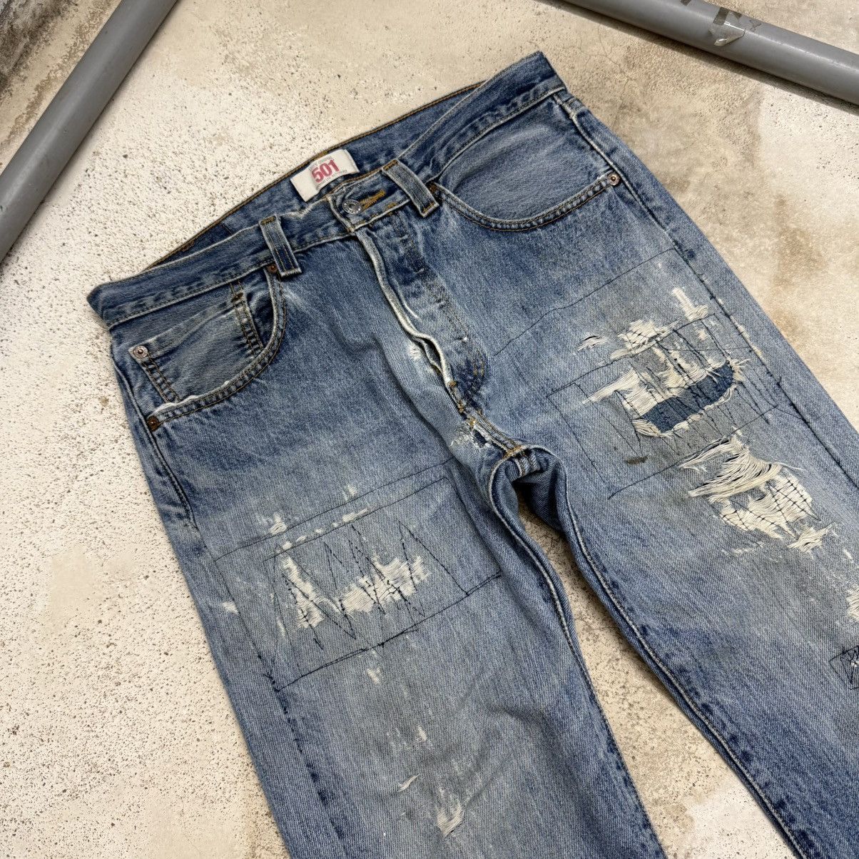 Levi's Vintage Levis 501 Repaired ZipFly Distressed Denim Pants Size US 31 - 4 Thumbnail