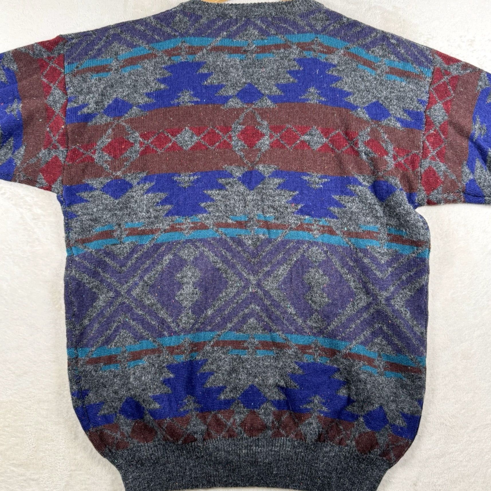 Vintage VINTAGE Brian MacNeil Wool Blend Mens Sweater XL T Navy Blue Geometric Crew Neck Pullover 90s Wool Blend Geometric Mens XLT Navy Size US XL / EU 56 / 4 - 3 Thumbnail