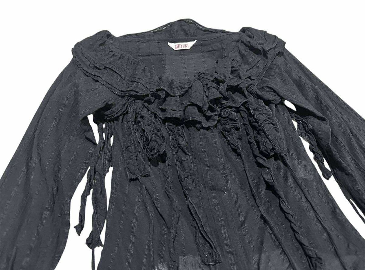 Japanese Brand 🔥Rare Goth Y2K Chiyuki Ruffled Bondage Blouse See Through Size S / US 4 / IT 40 - 3 Thumbnail