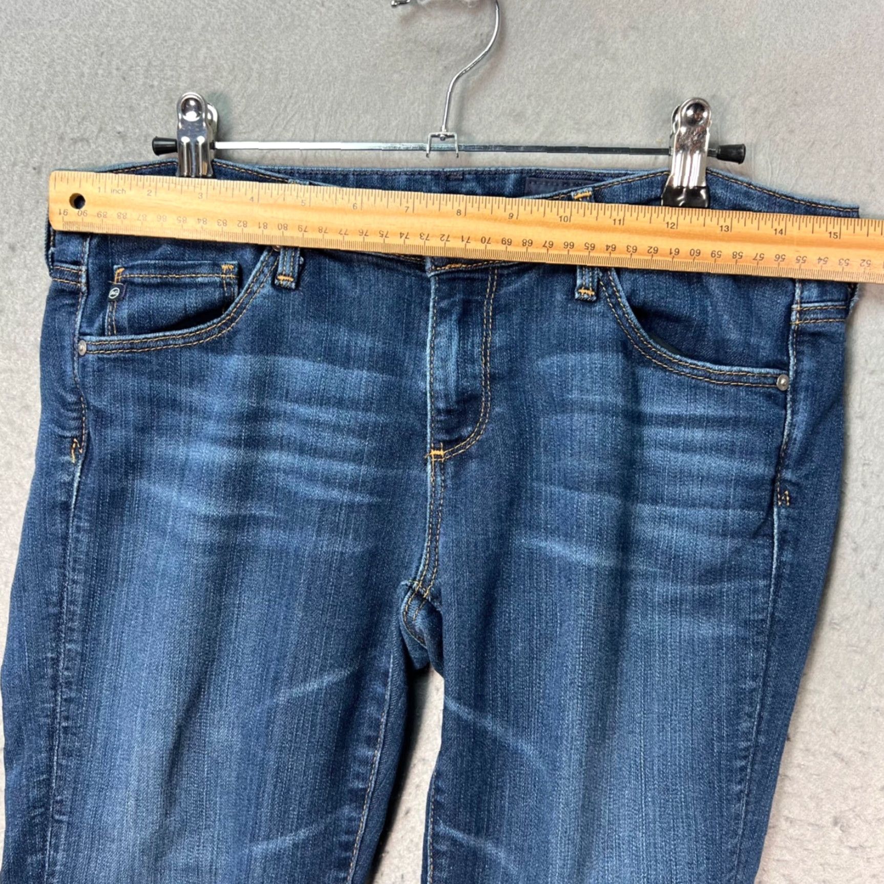 Denime AG Adriano Goldschmied The Stevie Cuff Jeans Slim Straight Blue Denim 28 Womens Jeans 5-Pocket Design Vintage No N/A Size 30" / US 8 / IT 44 - 6 Thumbnail