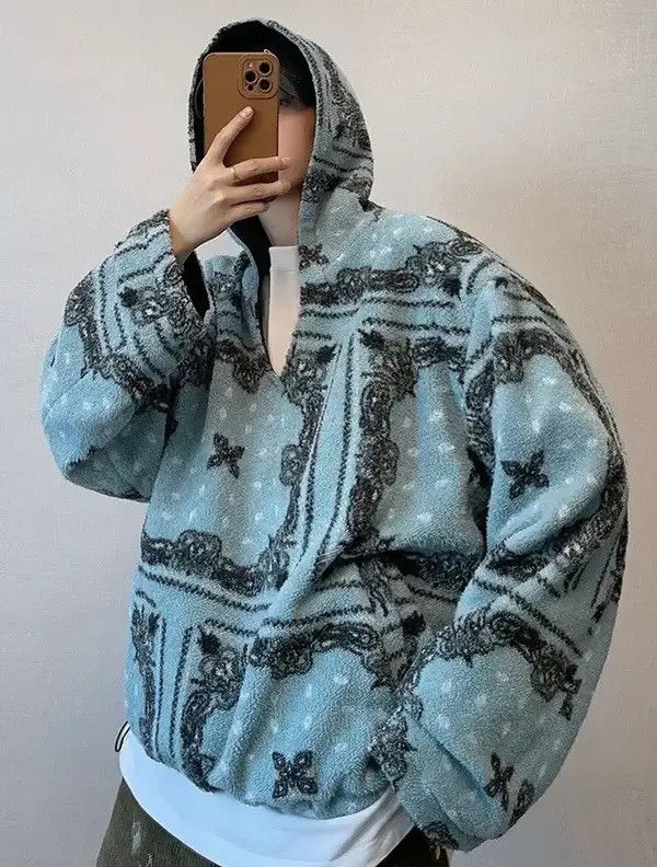 VIBE Retro punk paisley reversible fleece hoodie windbreaker Size US M / EU 48-50 / 2 - 3 Thumbnail