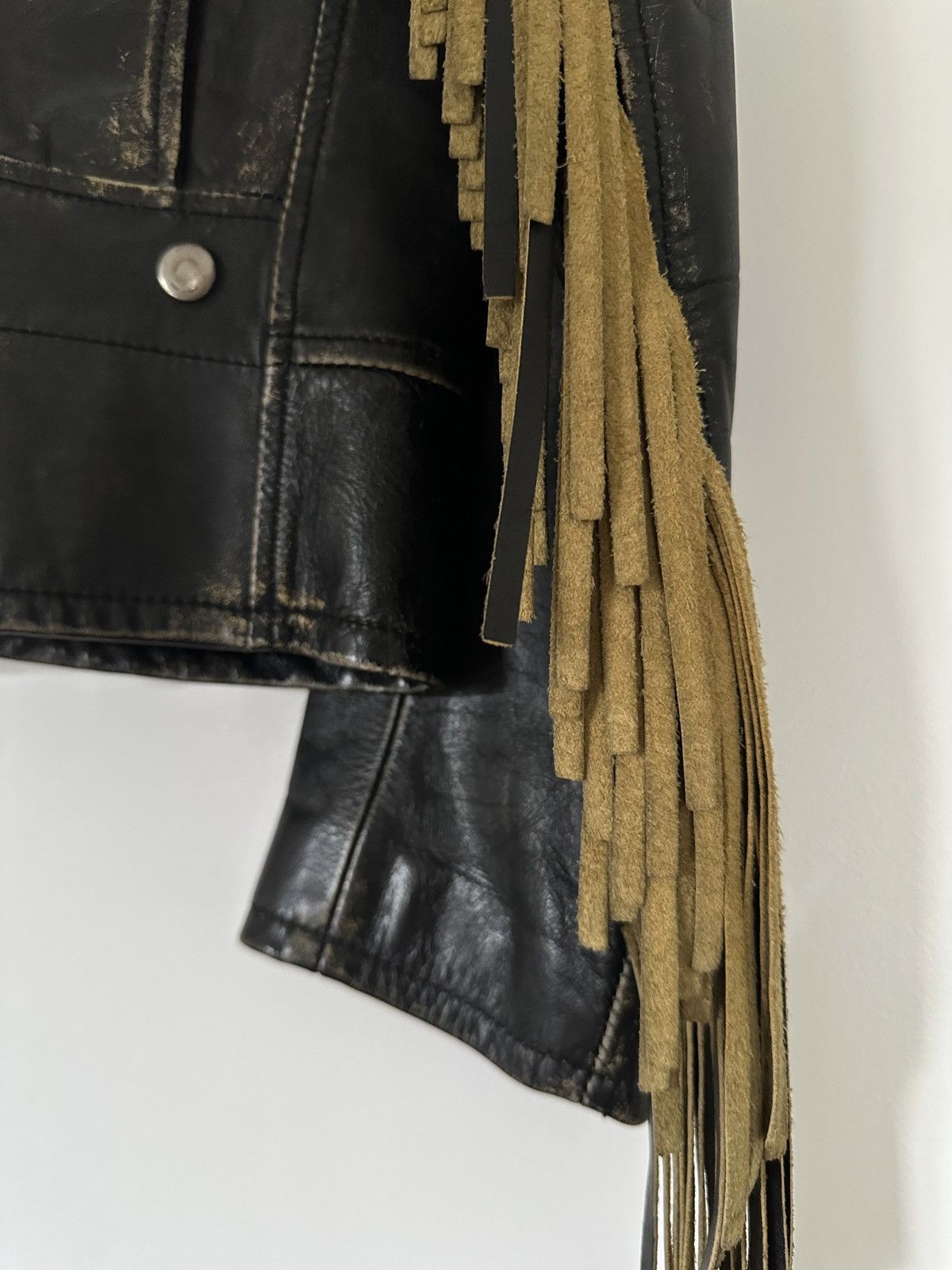 Saint Laurent Paris Saint Laurent by Hedi Slimane fringe biker leather jacket Size US S / EU 44-46 / 1 - 9 Thumbnail