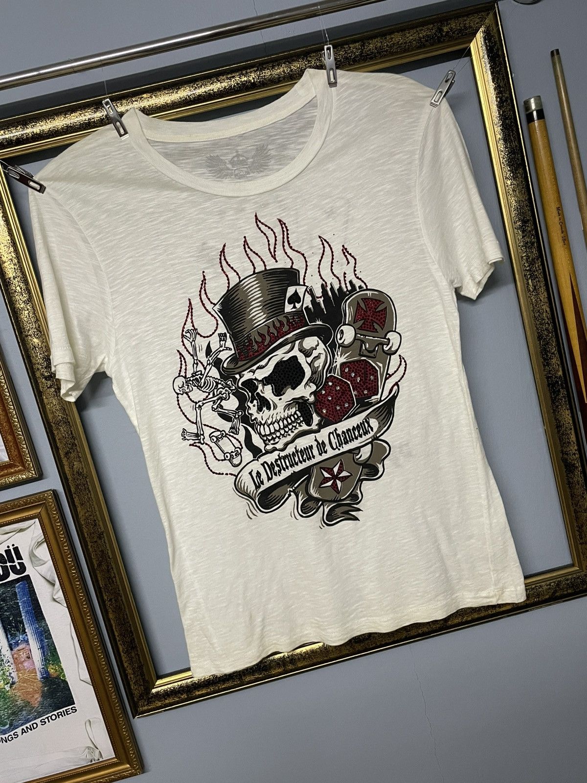 Vintage Japan Designer Opium Society Skull Big Head Tshirt