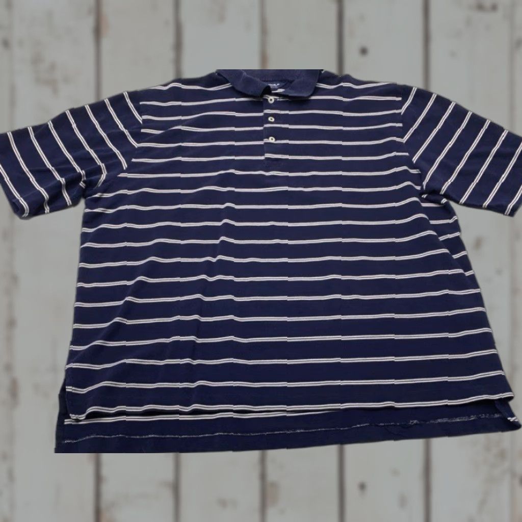 Ralph Lauren Polo Golf by Ralph Lauren Polo Shirt Mens XL Blue White Striped Short Sleeves Size US XL / EU 56 / 4 - 1 Thumbnail