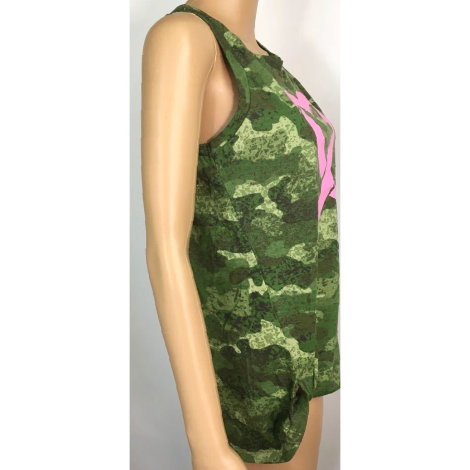 Olive Live Breathe Fight Womens Tank Top Green Camouflage Pink Ribbon Crew Neck XL New Size XL / US 12-14 / IT 48-50 - 5 Thumbnail