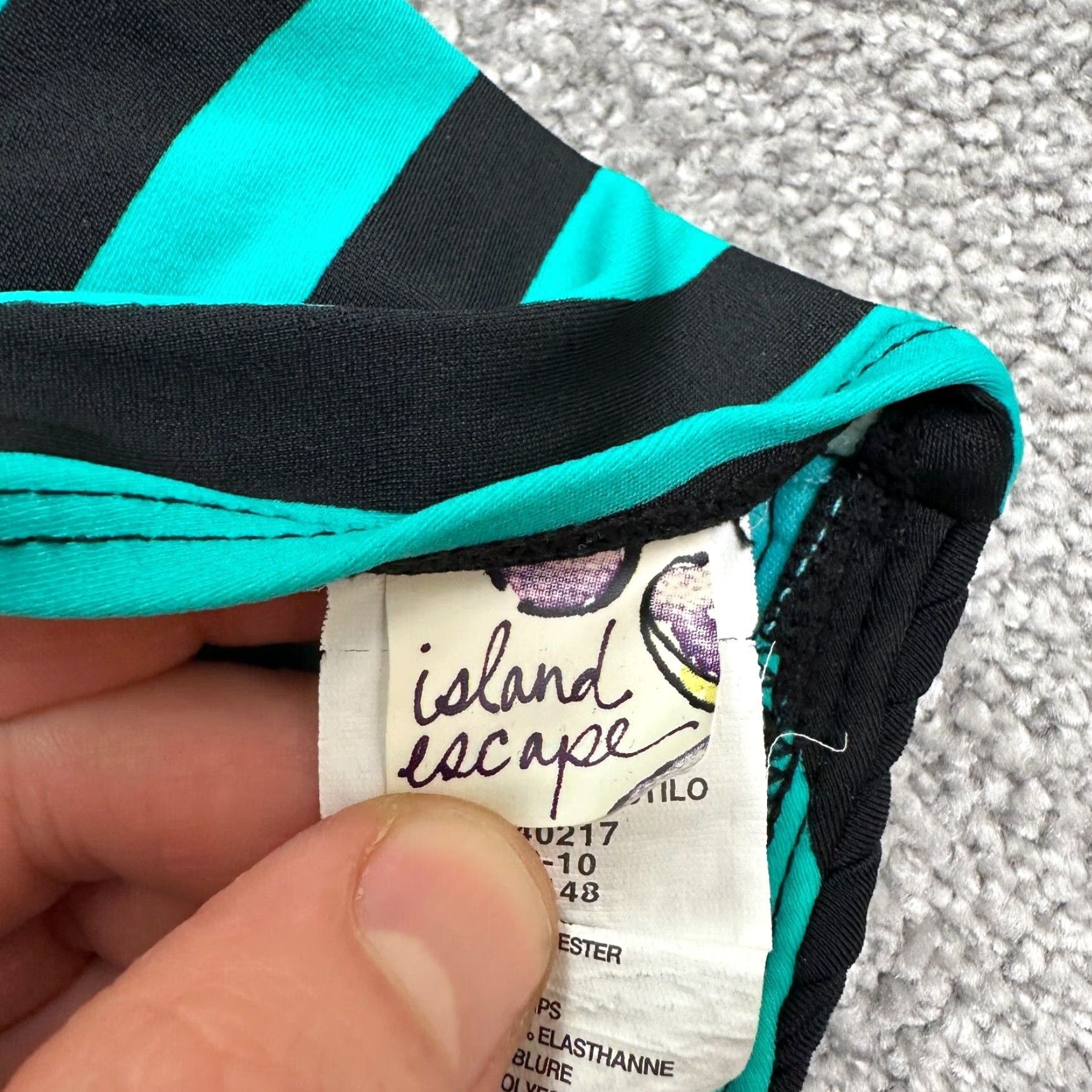 Vintage Island Escape Tankini Top Womens 6 Black Green Striped Padded Strapless Bandeau Swimsuit Size M / US 6-8 / IT 42-44 - 4 Thumbnail