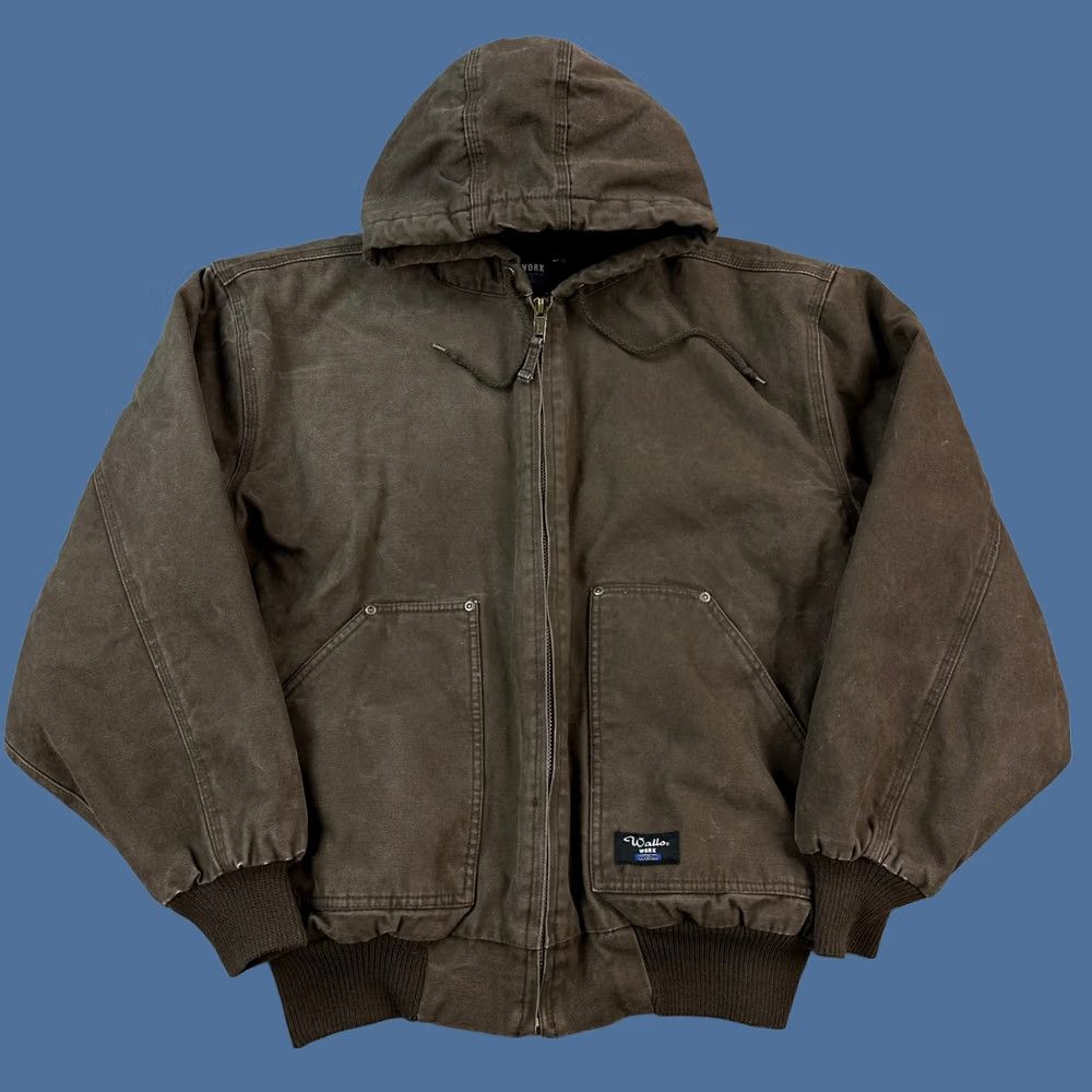 Walls Walls Workwear Jacket Mens XL Brown Duck Canvas Fleece Lined Hooded Full Zip Y2K Size US XL / EU 56 / 4 - 1 Thumbnail
