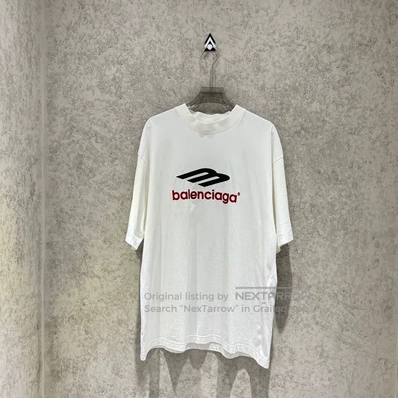Balenciaga Balenciaga White 3B Embroidered Contrast Short Sleeve Size US L / EU 52-54 / 3 - 1 Thumbnail