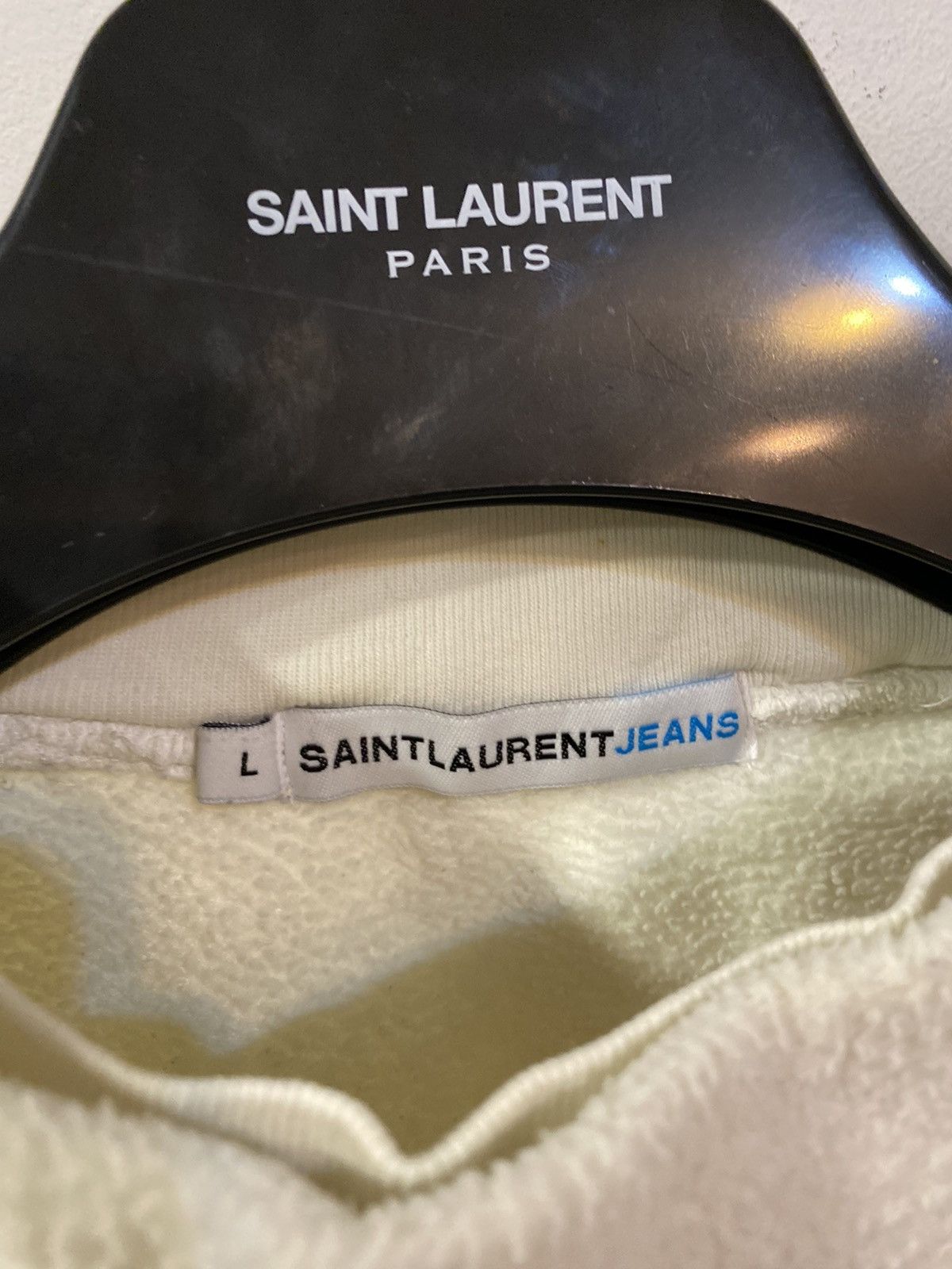 Yves Saint Laurent Fleece YSL Sweatshirt Big Logo White YSL Sweater Size US L / EU 52-54 / 3 - 4 Thumbnail