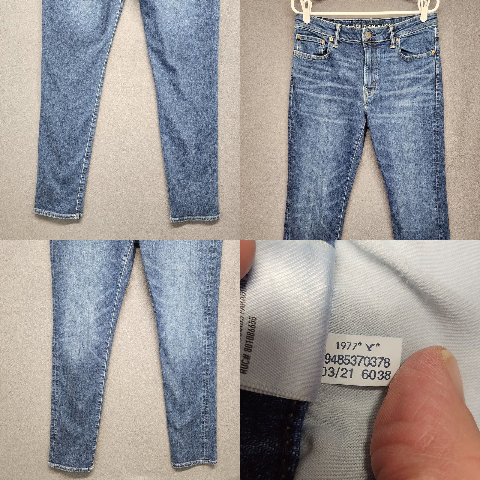 Vintage American Eagle Mens Jeans 31x30 Slim Airflex Blue Stretch Tagged 33x32 Size US 31 - 9 Thumbnail