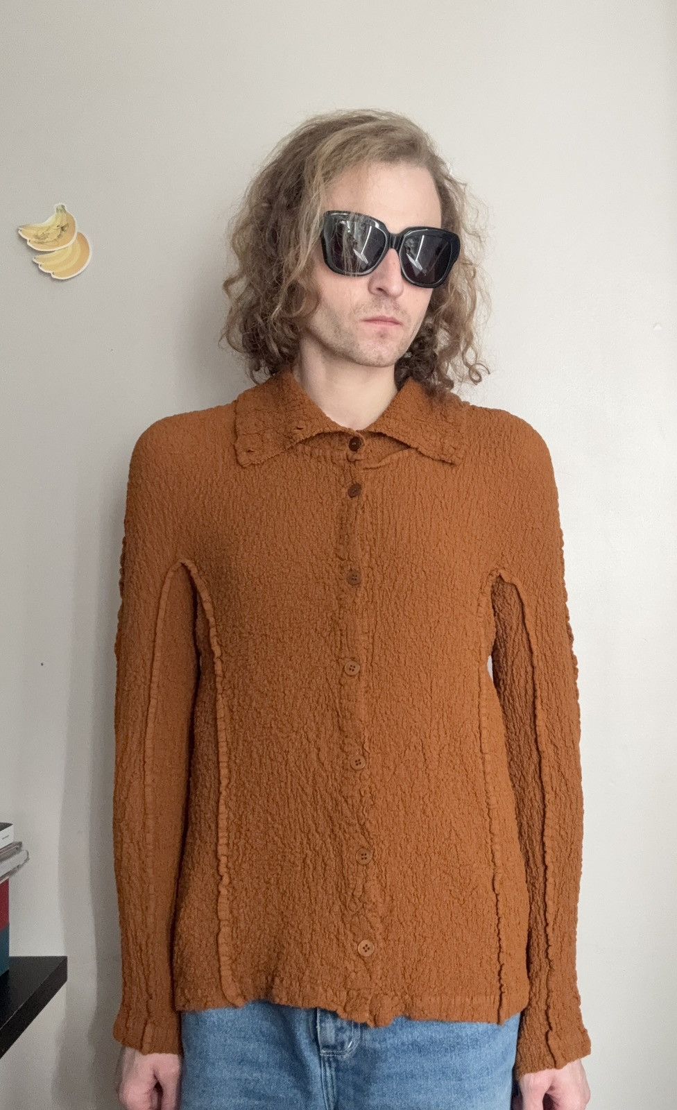 Issey Miyake ISSEY MIYAKE ME SS22 Toffee Brown Cauliflower Button Shirt Size US M / EU 48-50 / 2 - 23 Thumbnail