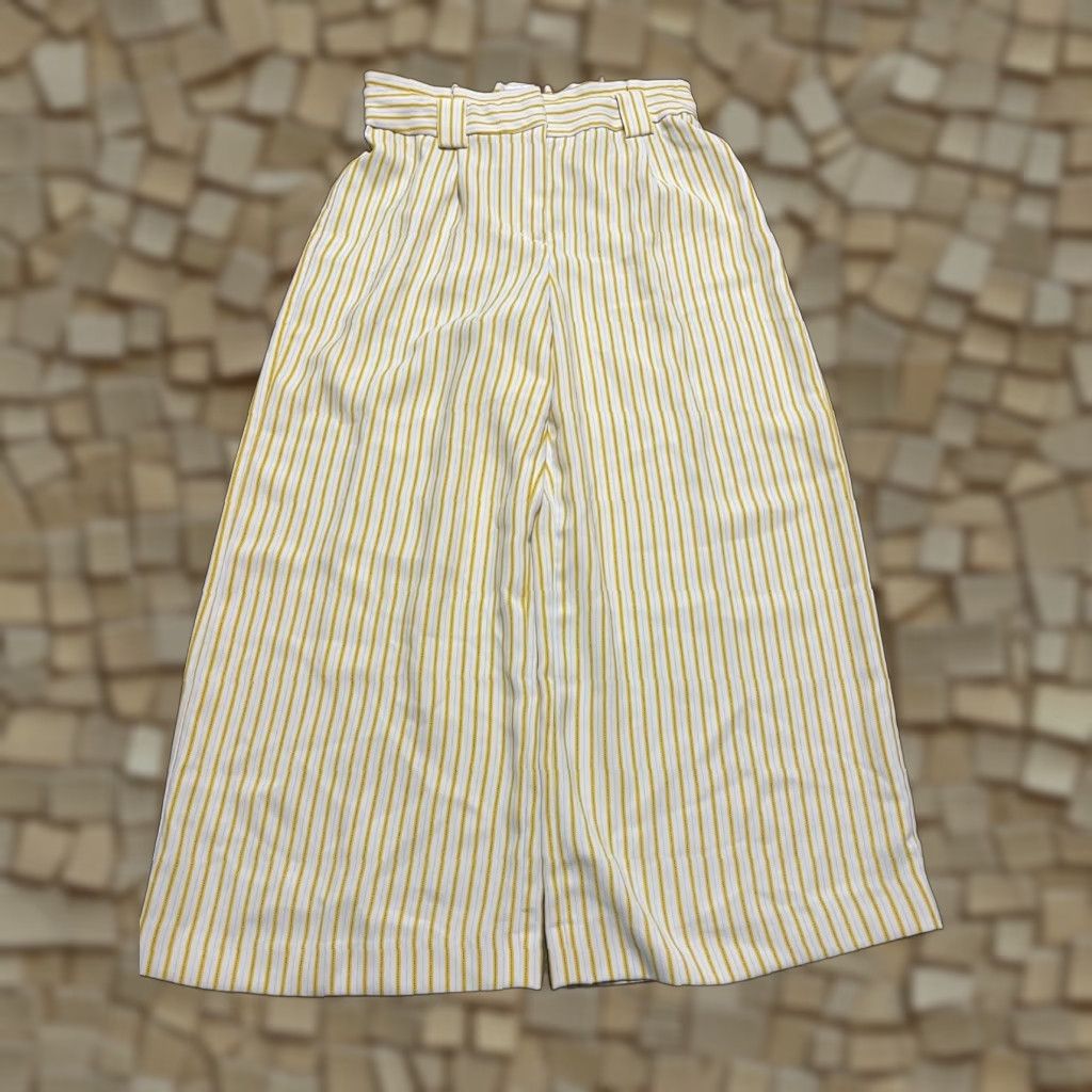Express Express Pants Women's Small Yellow White Striped CULOTTES High Rise Cropped Pants Mens? No, ignore. Size 28" / US 6 / IT 42 - 1 Thumbnail